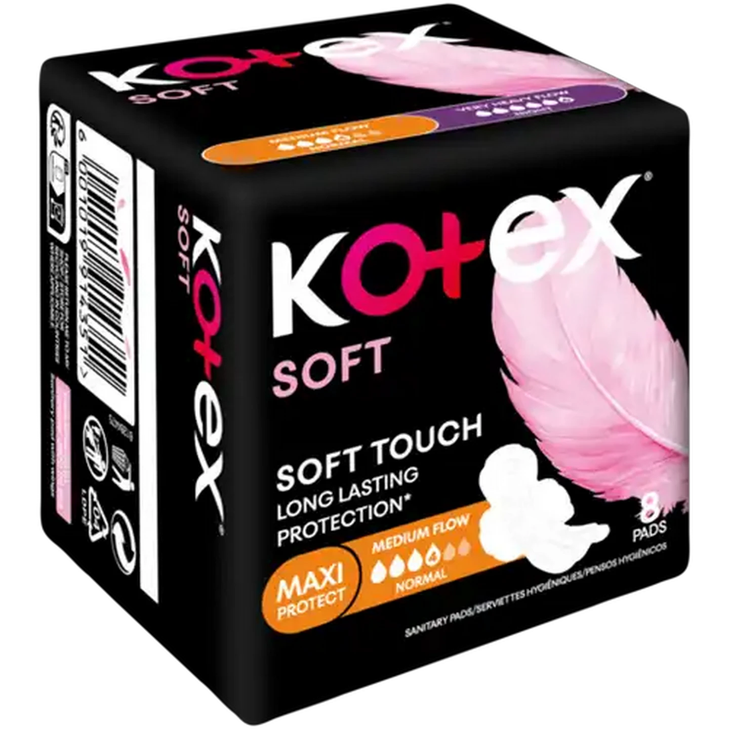 Image of Kotex Soft Medium Flow Maxi Protect Sanitary Pads with Wings 8-Pack