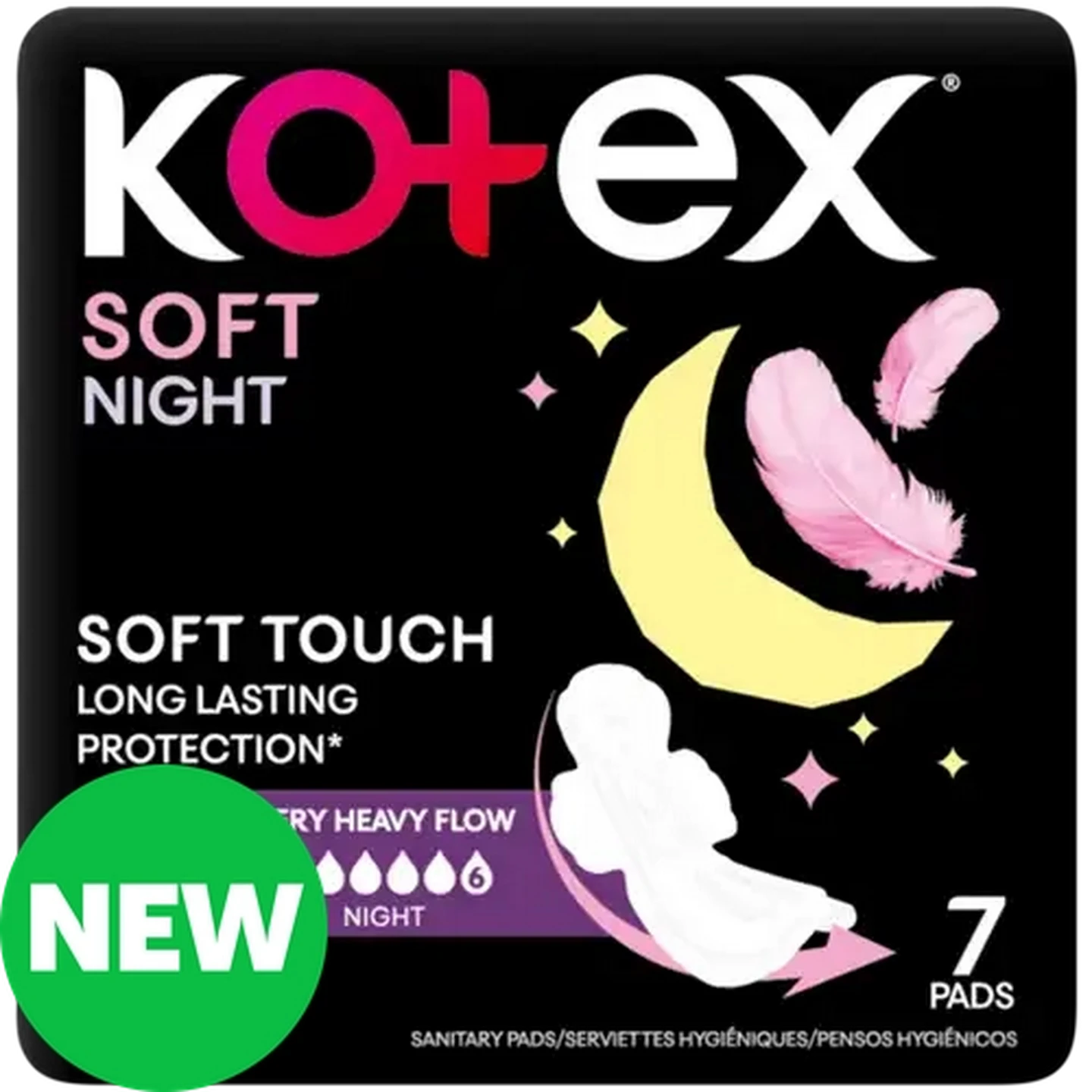 Image of Kotex Soft Very Heavy Flow Maxi Protect Night Sanitary Pads with Wings 7-Pack