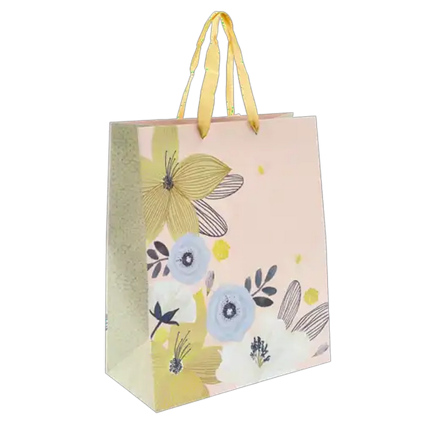 Image of S.A Greetings Floral Foil Gold Large Gift Bag