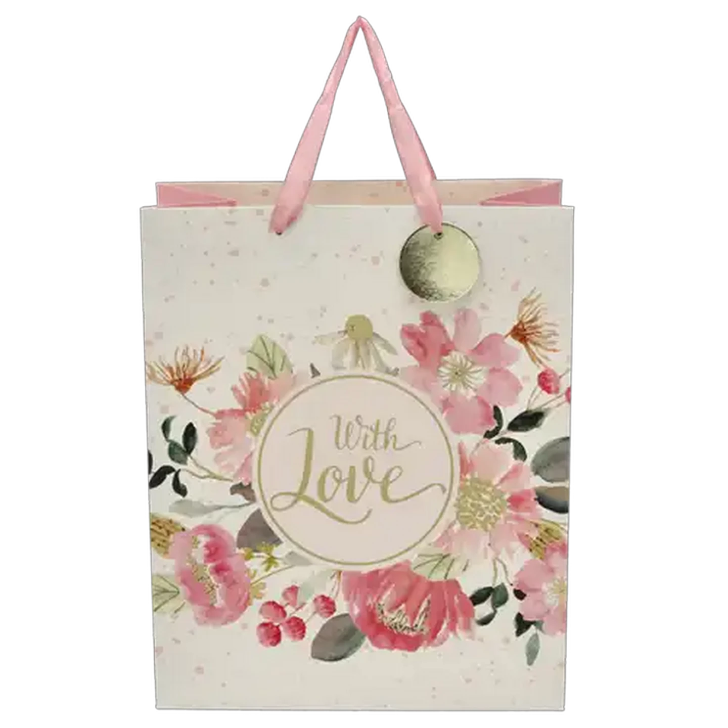 Image of With Love Large Flowers Valentine's Day Foiled Gift Bag