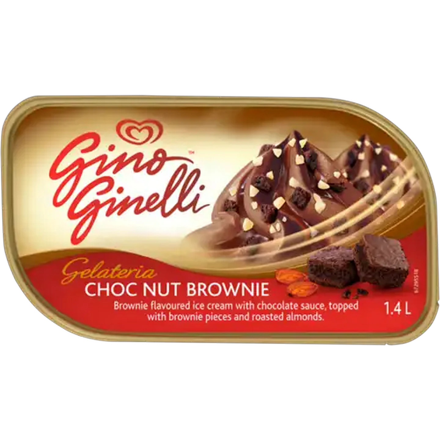 Image of Ola Gino Ginelli Choc Nut Brownie Flavoured Ice Cream With Chocolate Sauce 1.4L