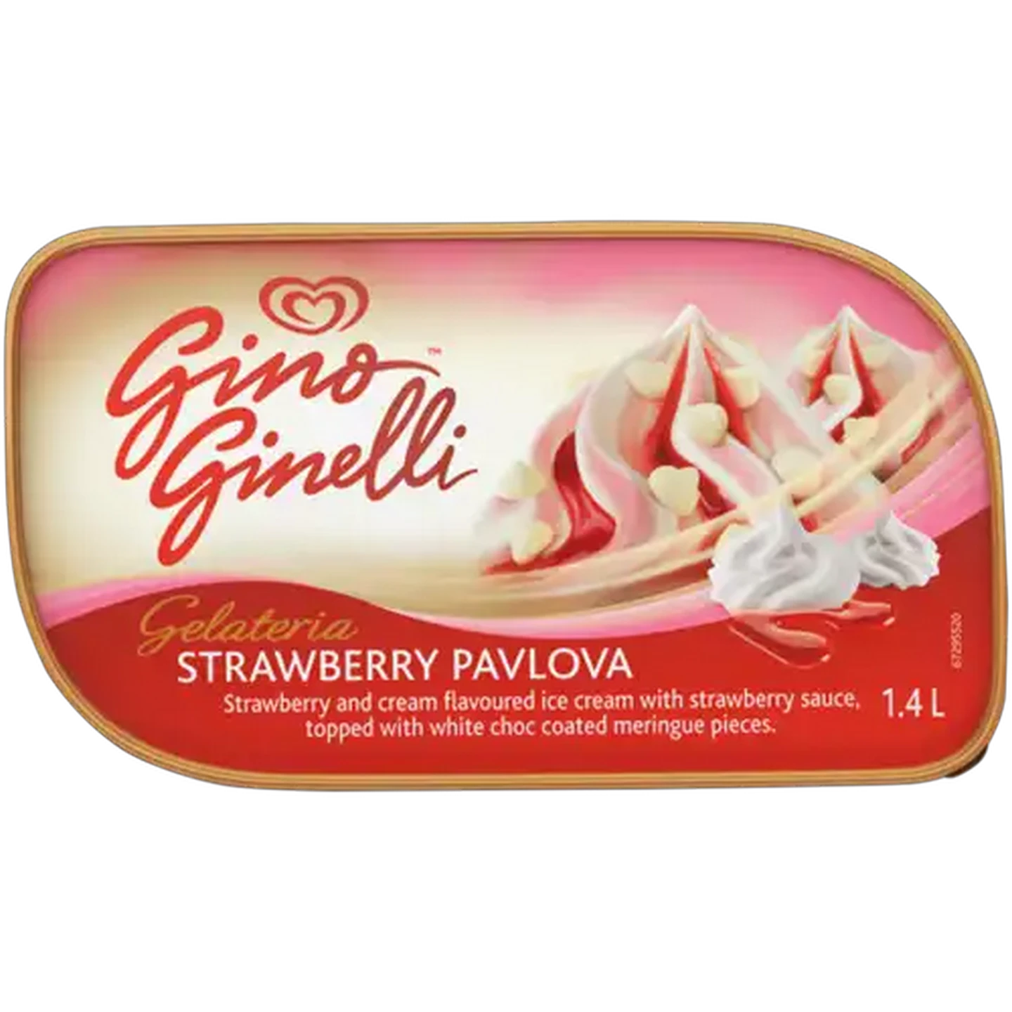 Image of Ola Gino Ginelli Strawberry Pavlova Flavoured Ice Cream with Strawberry Sauce 1.4L