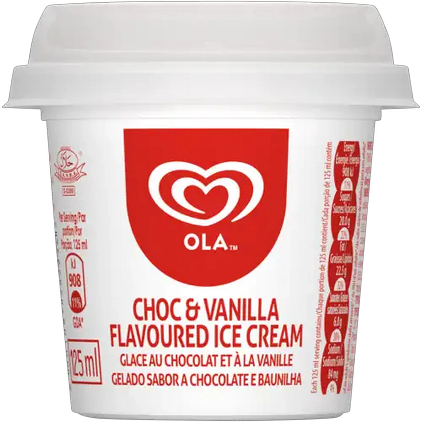 Image of OLA Choc & Vanilla Flavoured Ice Cream 125ml