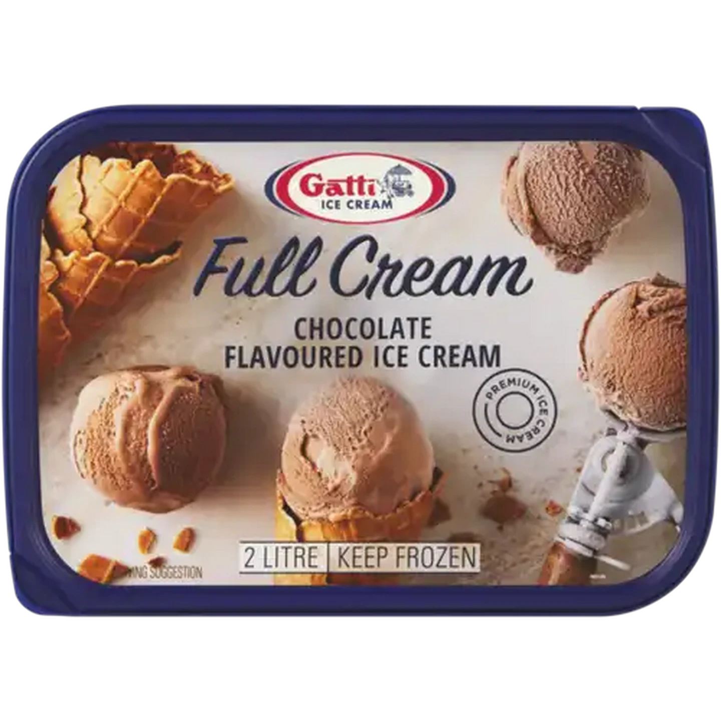 Image of Gatti Ice Cream Chocolate Flavoured Full Cream Ice Cream Tub 2L