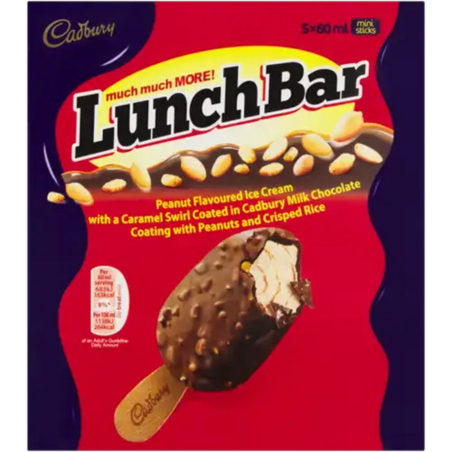 Image of Cadbury Lunch Bar Ice Cream Bars Multipack 5 x 60ml