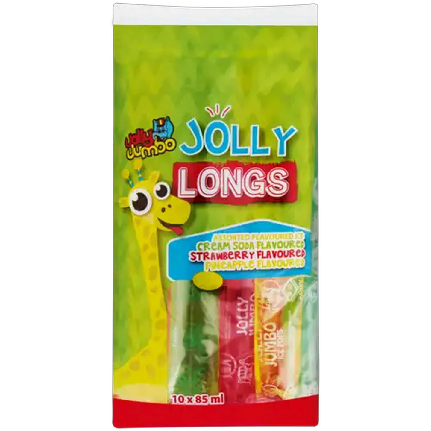 Image of Jolly Jumbo Jolly Longs Frozen Assorted Flavoured Ice Pops 10 x 85ml
