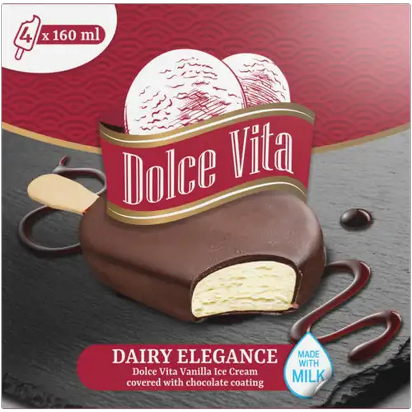 Image of Dolce Vita Elegance Dairy Vanilla Ice Cream 4 x 160ml