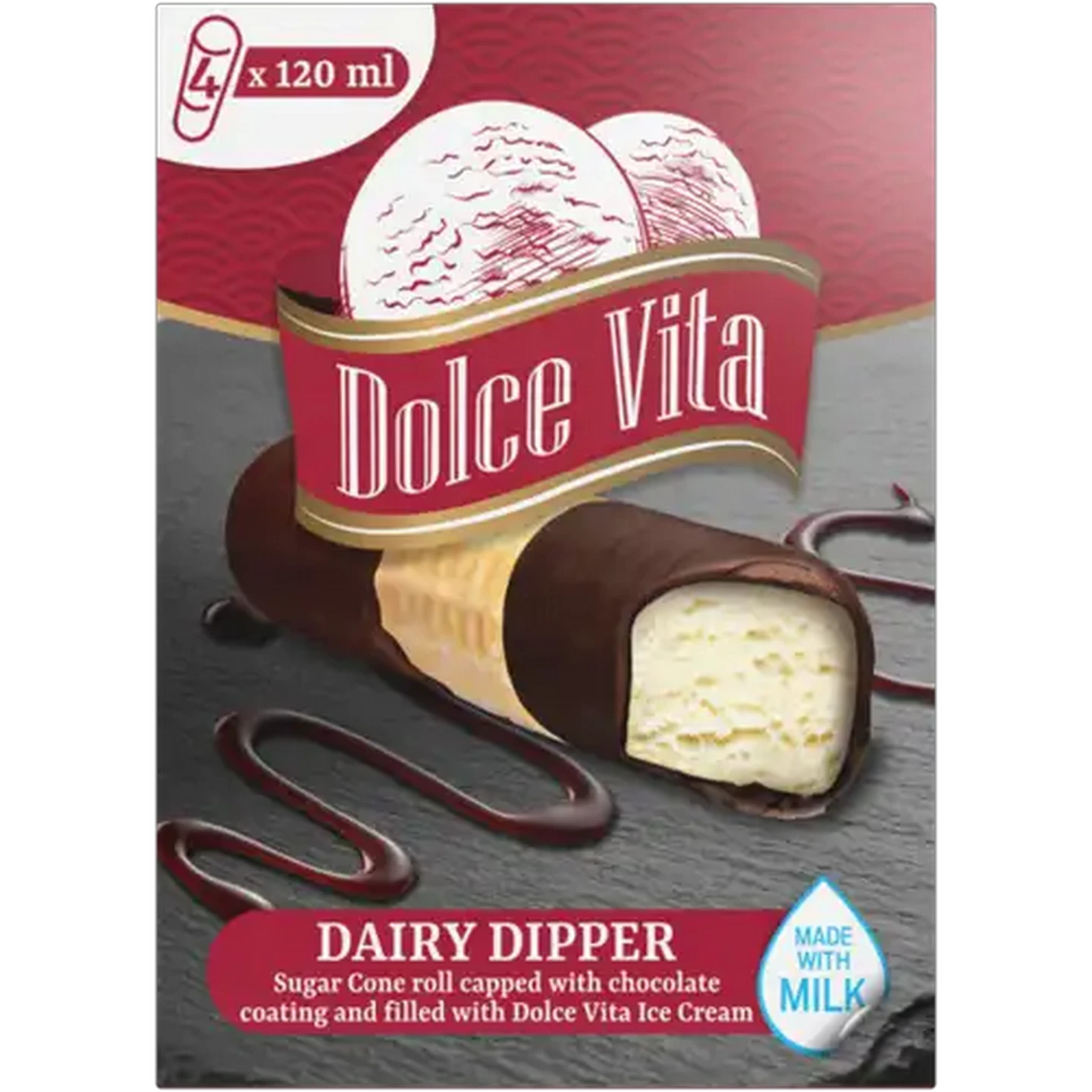 Image of Dolce Vita Dairy Dipper Ice Cream 4 x 120ml