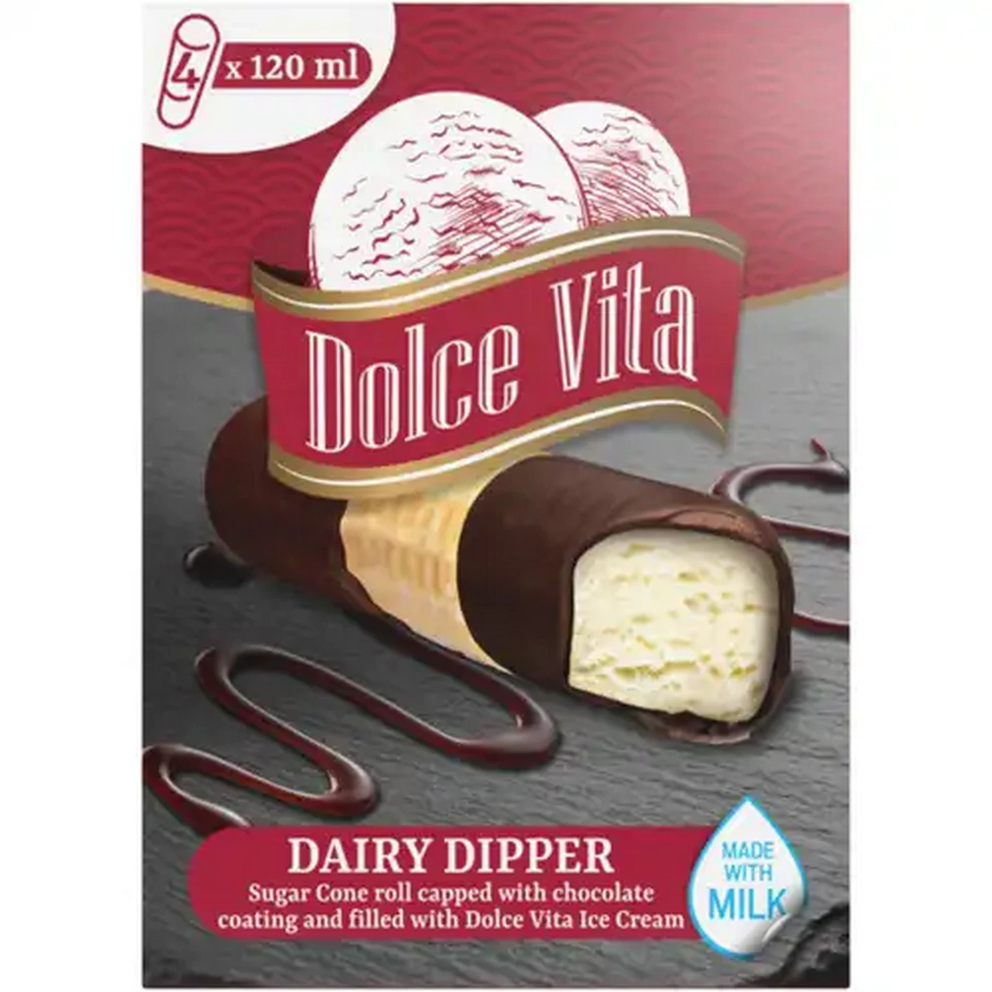 Image of Dolce Vita Dairy Dipper Ice Cream 4 x 120ml