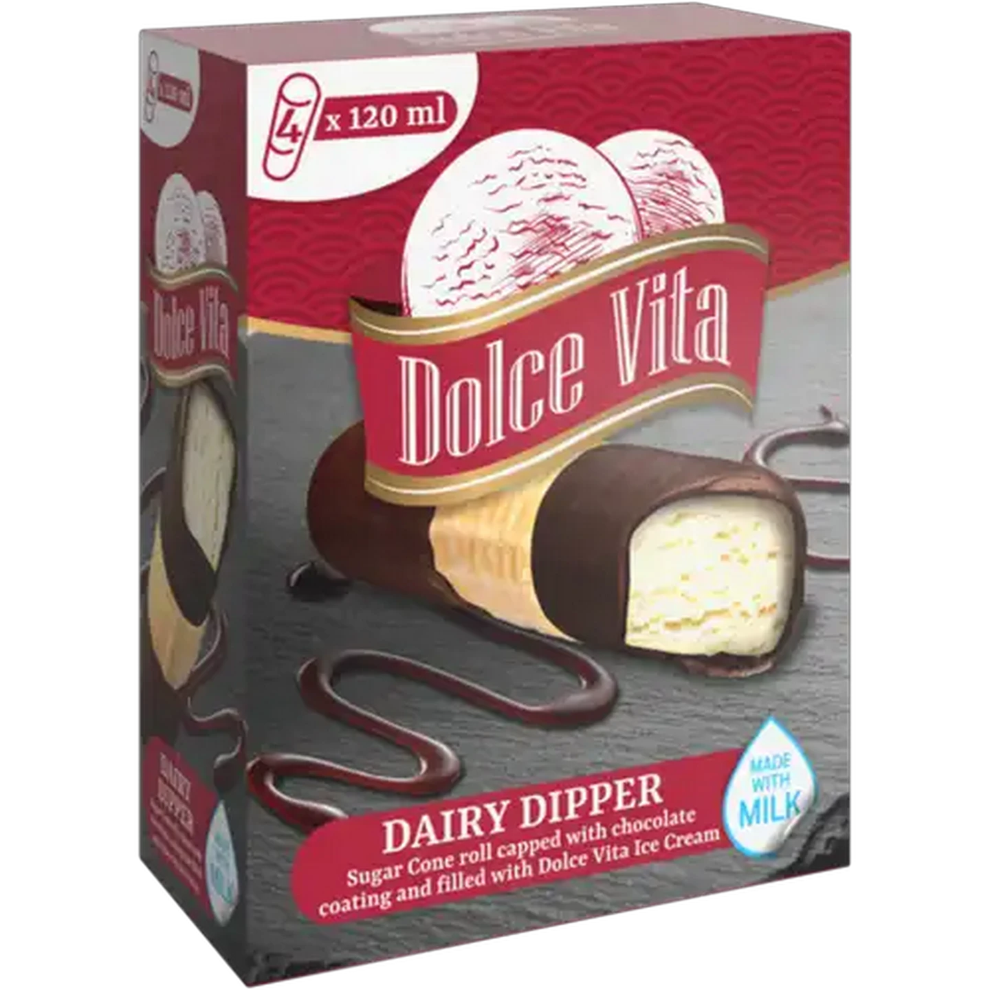 Image of Dolce Vita Dairy Dipper Ice Cream 4 x 120ml