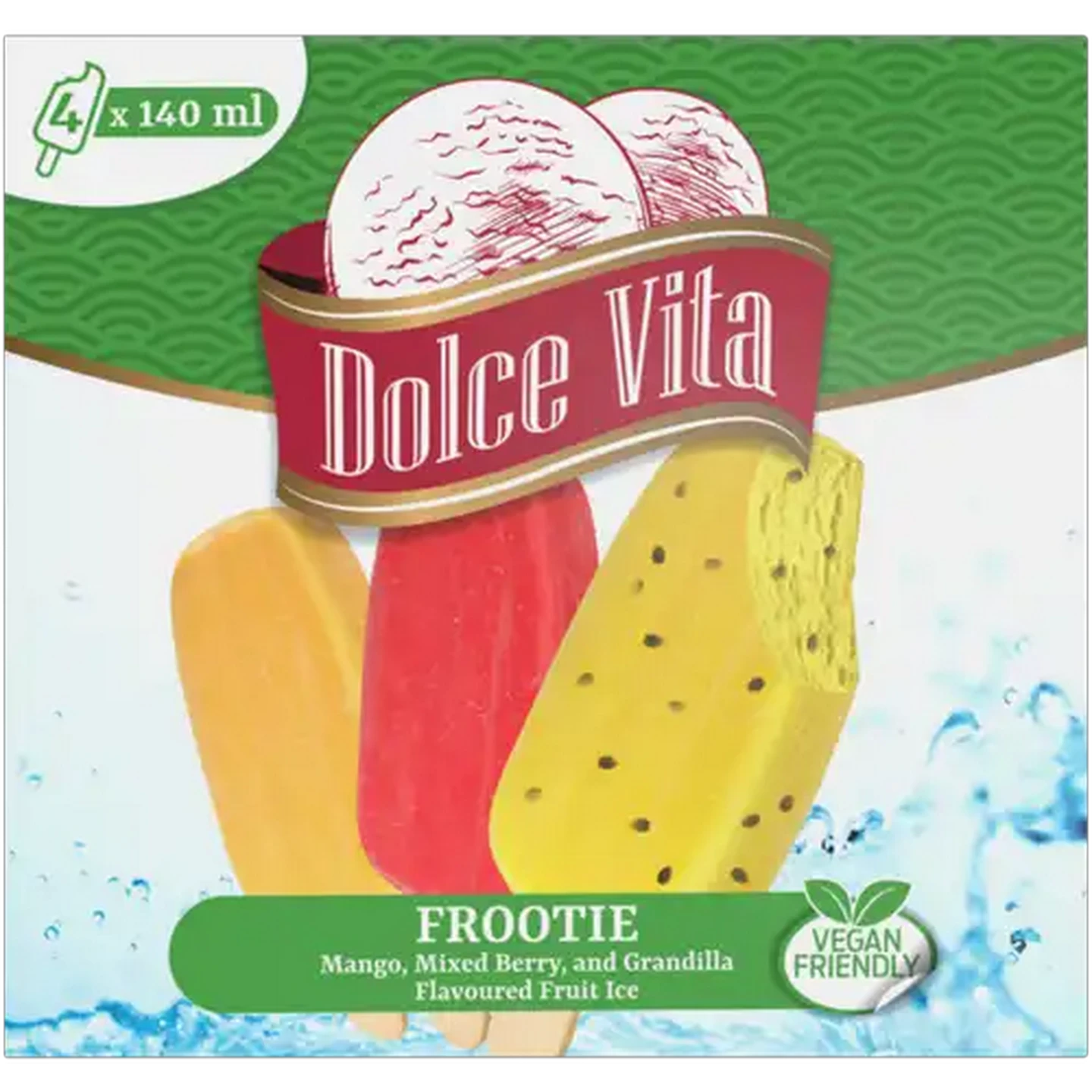 Image of Dolce Vita Frootie Flavoured Fruit Ice 4 x 140ml