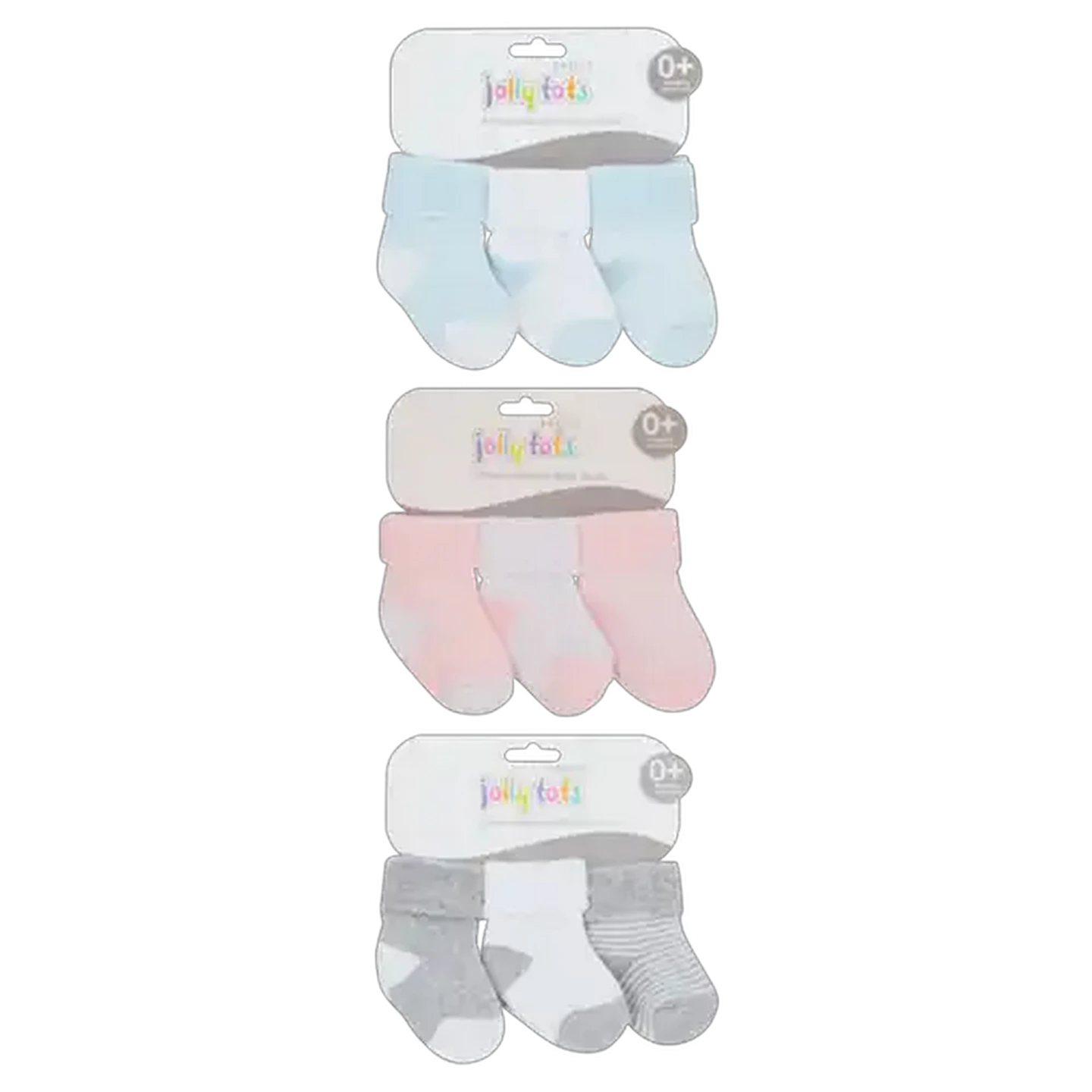 Image of Jolly Tots Basics Newborn Baby Socks 3 Pack (Colour May Vary)