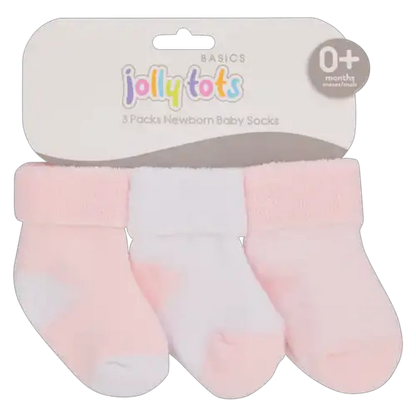 Image of Jolly Tots Basics Newborn Baby Socks 3 Pack (Colour May Vary)