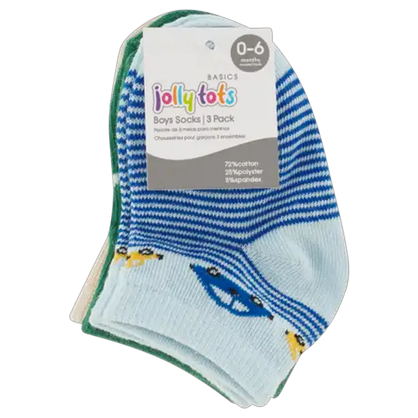 Image of Jolly Tots Baby Boy Socks 0 Months + 3-Pack