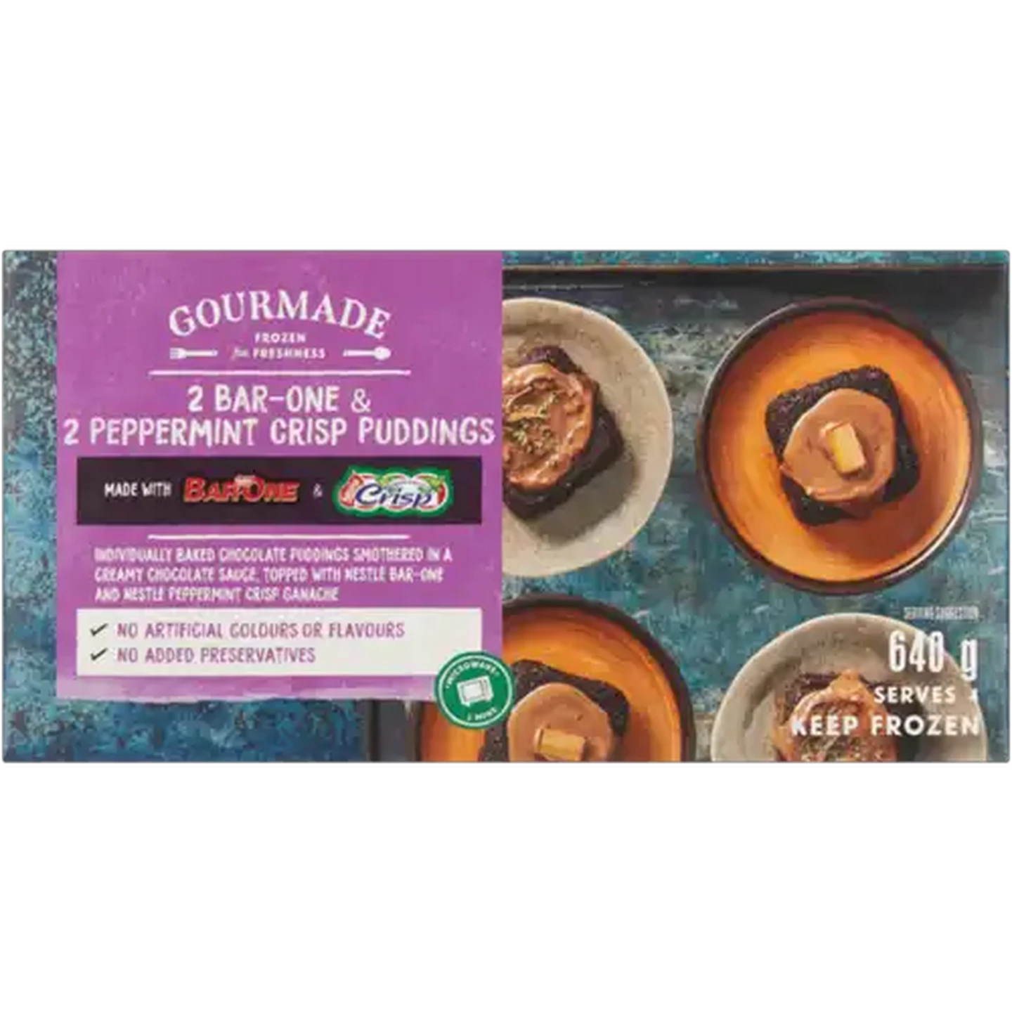 Image of Gourmade Frozen Pudding Desserts made with BAR-ONE® and Peppermint Crisp® 640g
