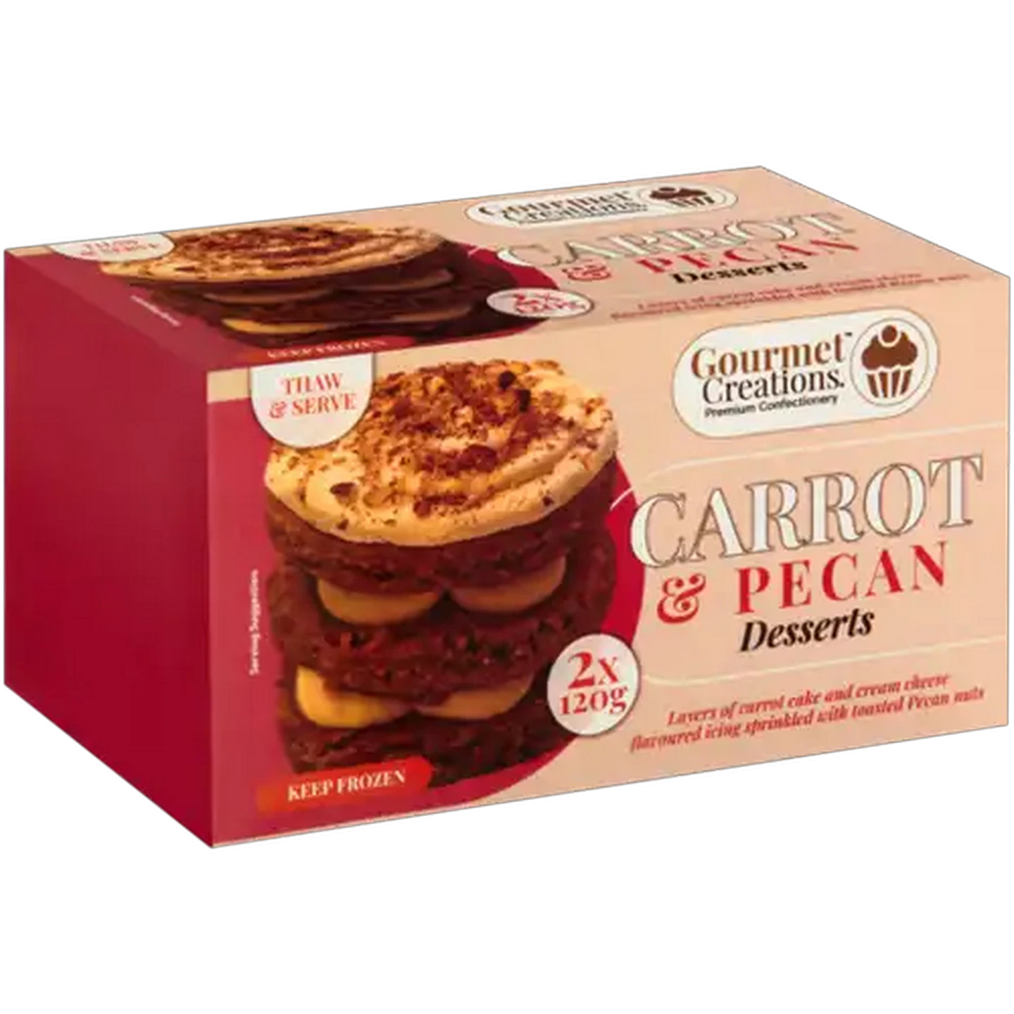 Image of Gourmet Creations Frozen Carrot & Pecan Desserts 2 x 120g