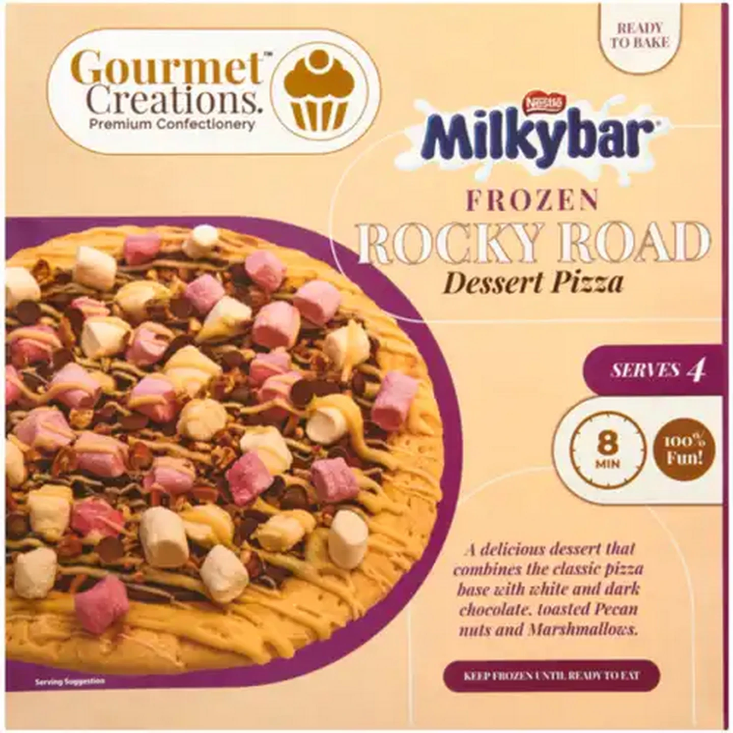 Image of Gourmet Creations Frozen Milkybar Rocky Road Dessert Pizza 275g