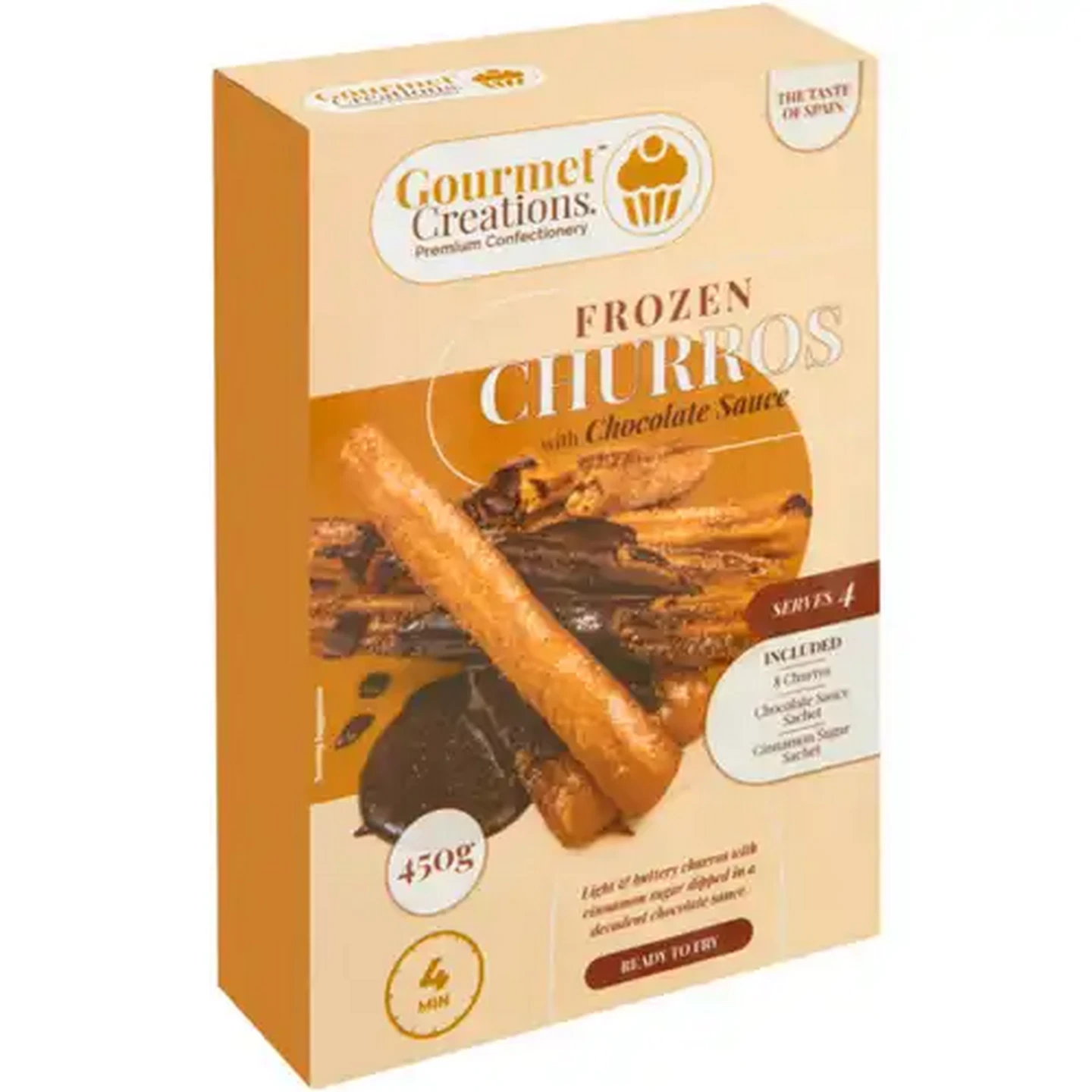 Image of Gourmet Creations Frozen Churros with Chocolate Sauce 450g