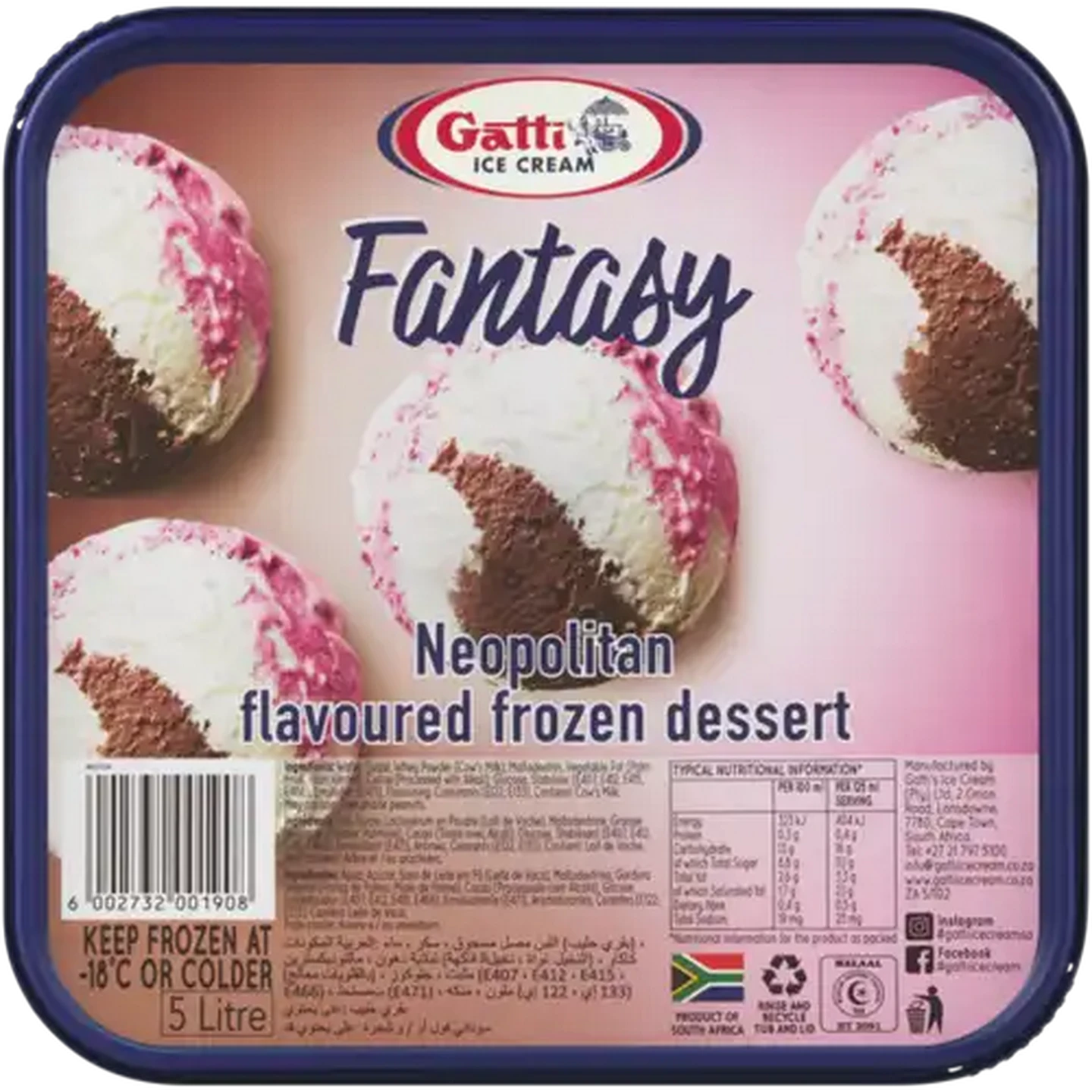 Checkers Sixty60 | Gatti Ice Cream Neopolitan Ice Cream Tub 5L