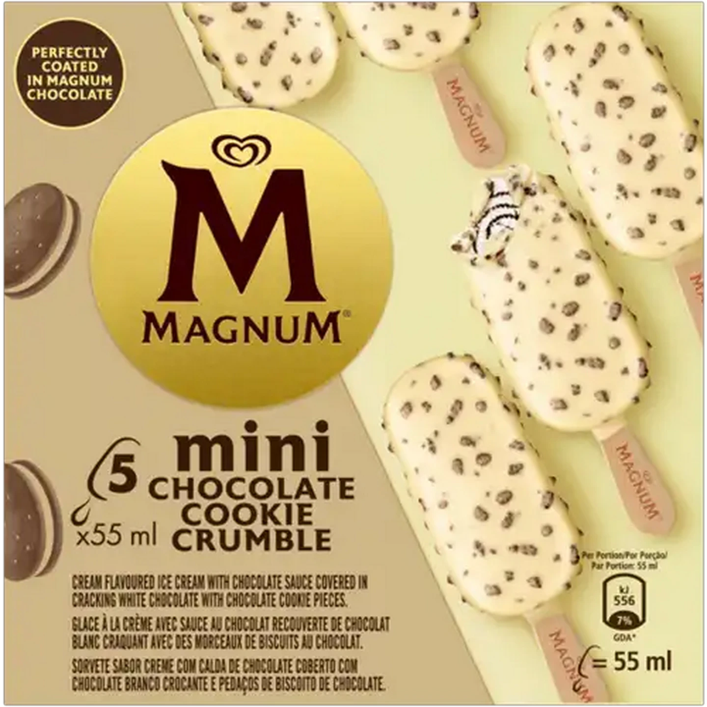 Image of Magnum Chocolate Cookie Crumble Mini Ice Cream 5 x 55ml