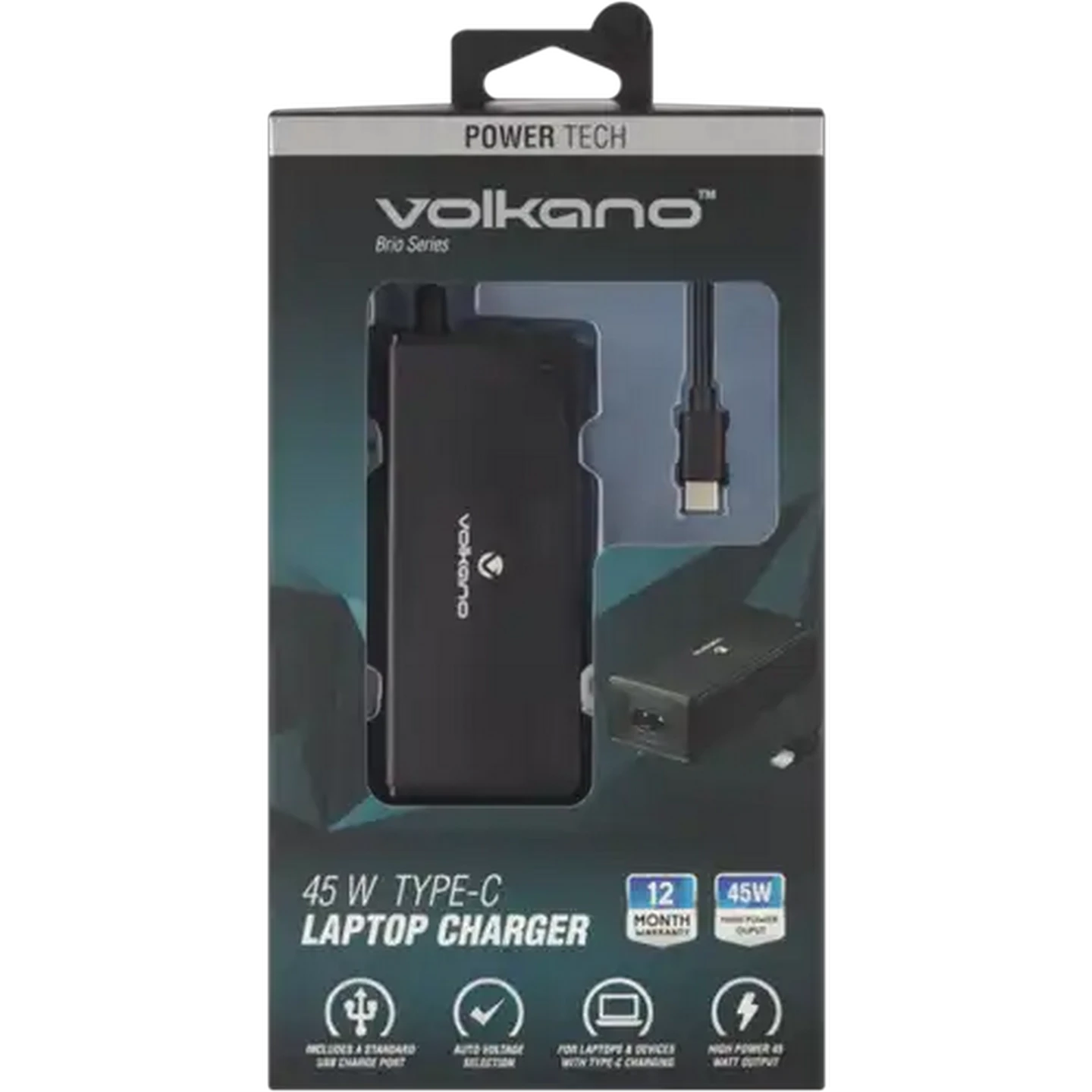 Image of Volkano Brio Series Black Type-C Laptop Charger