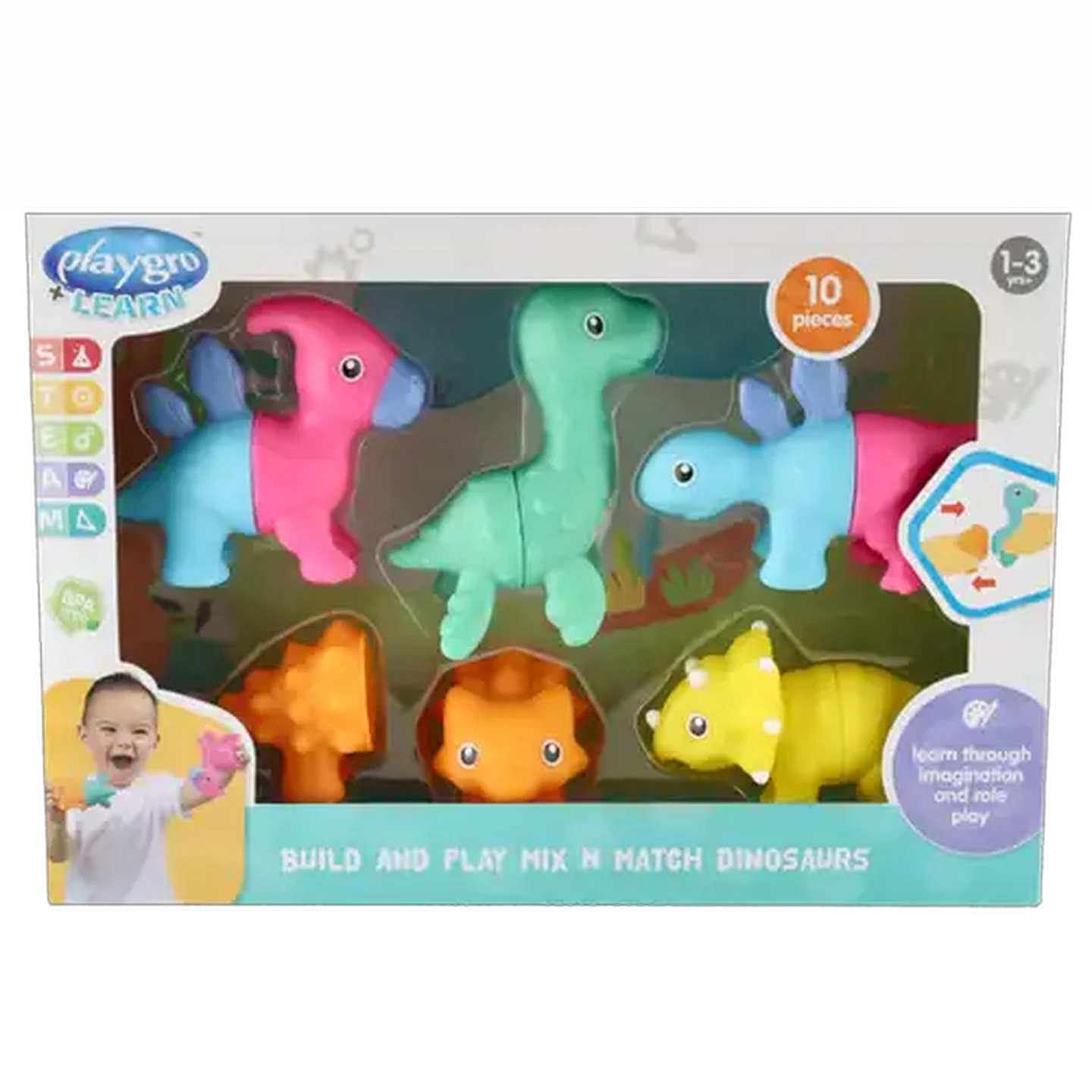 Image of Playgro Build & Play Vinyl Dino Toy Set 5-Pack