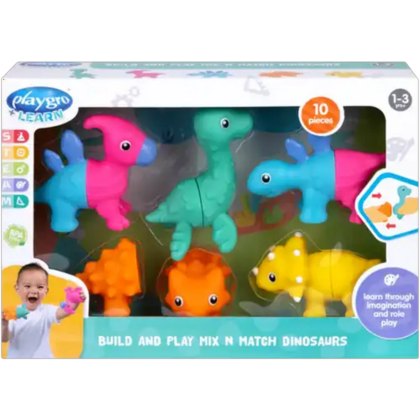 Image of Playgro Build & Play Vinyl Dino Toy Set 5-Pack