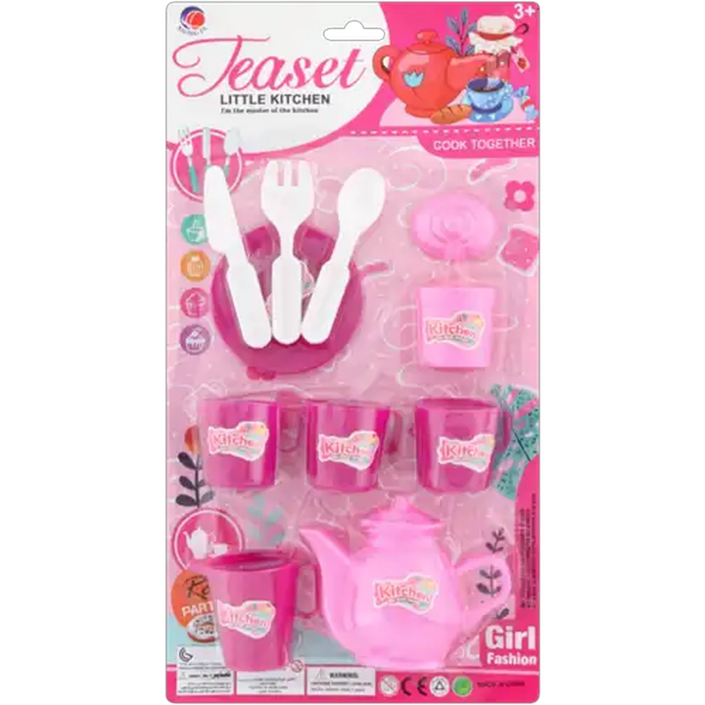 Image of Little Kitchen Pink & White Tea Set 10 Piece