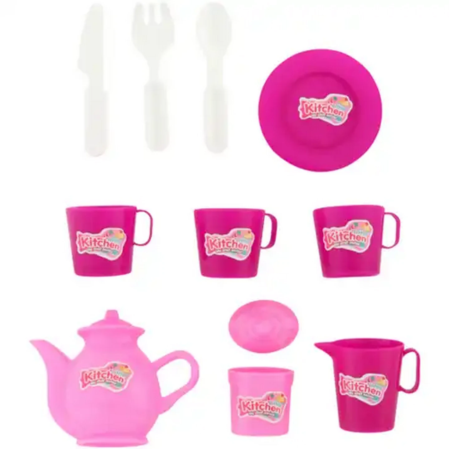 Image of Little Kitchen Pink & White Tea Set 10 Piece