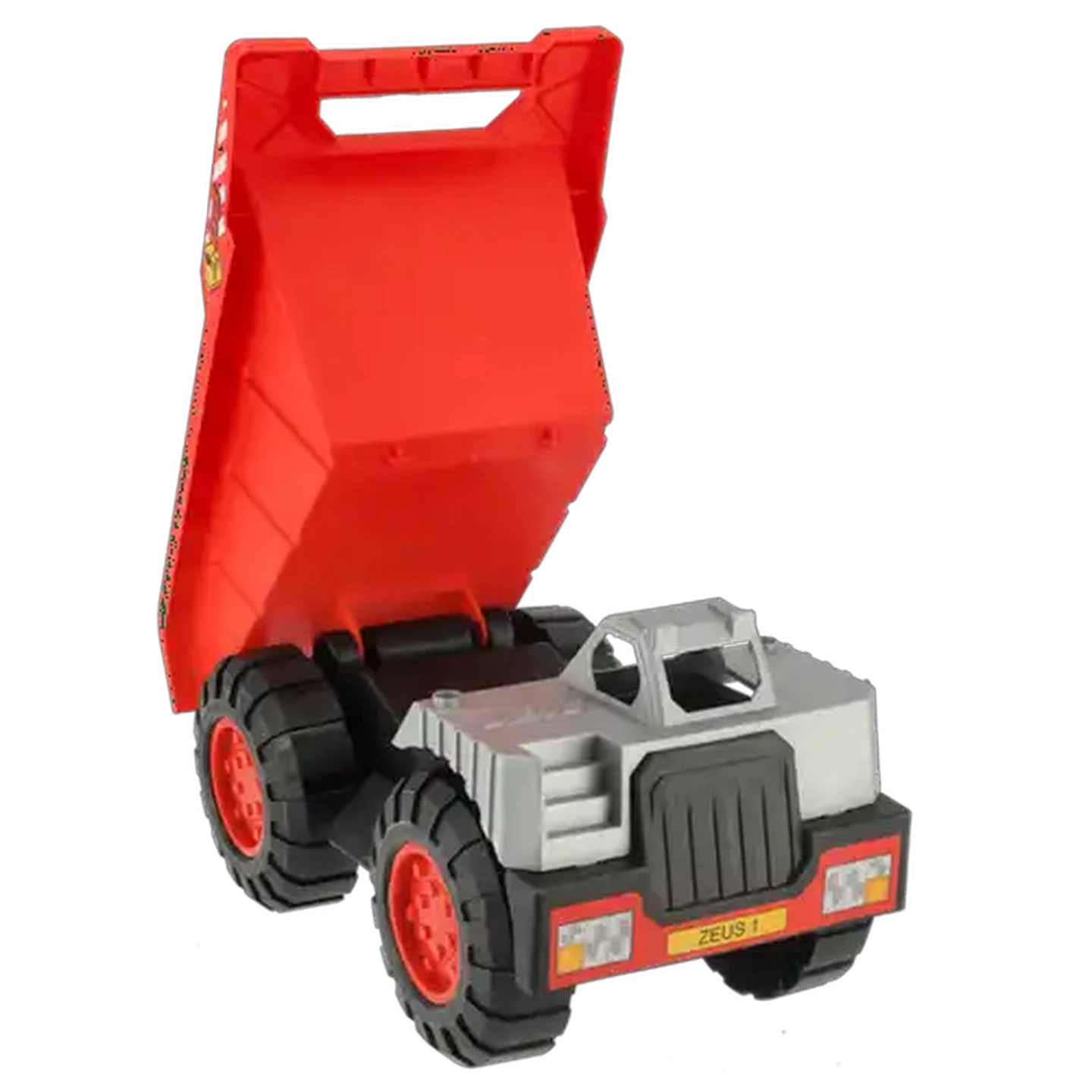 Image of Zeus Red & Grey Dump Truck with Building Blocks 36cm