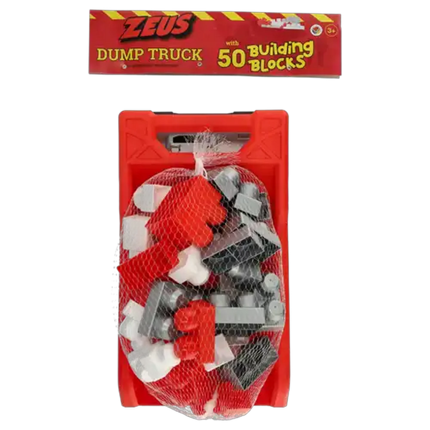 Image of Zeus Red & Grey Dump Truck with Building Blocks 36cm