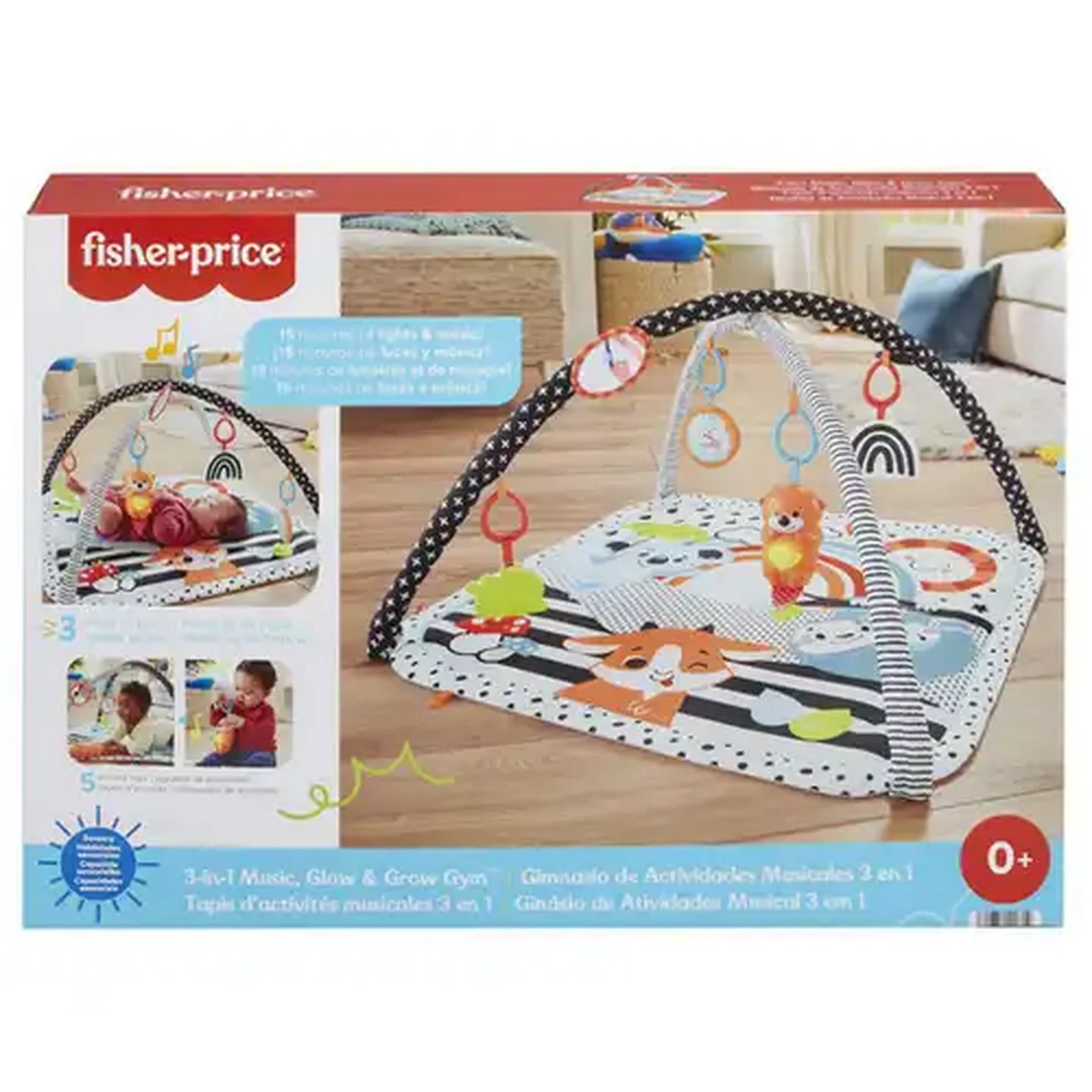 Image of Fisher-Price 3-In-1 Music, Glow And Grow Gym Activity Play Mat