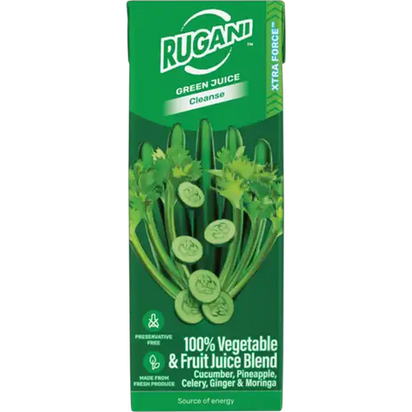 Image of Rugani Xtra Force Green Juice 100% Vegetbale & Fruit Juice Blend 330ml