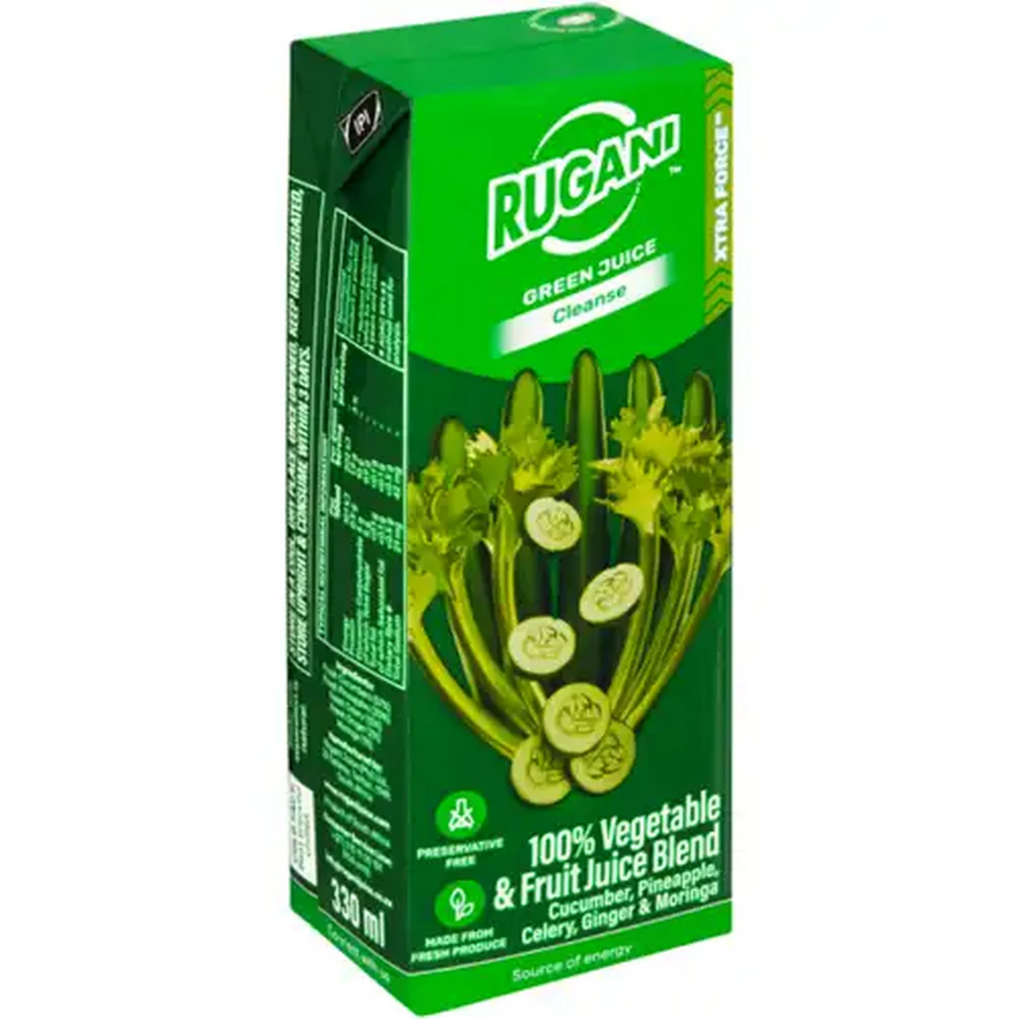 Image of Rugani Xtra Force Green Juice 100% Vegetbale & Fruit Juice Blend 330ml
