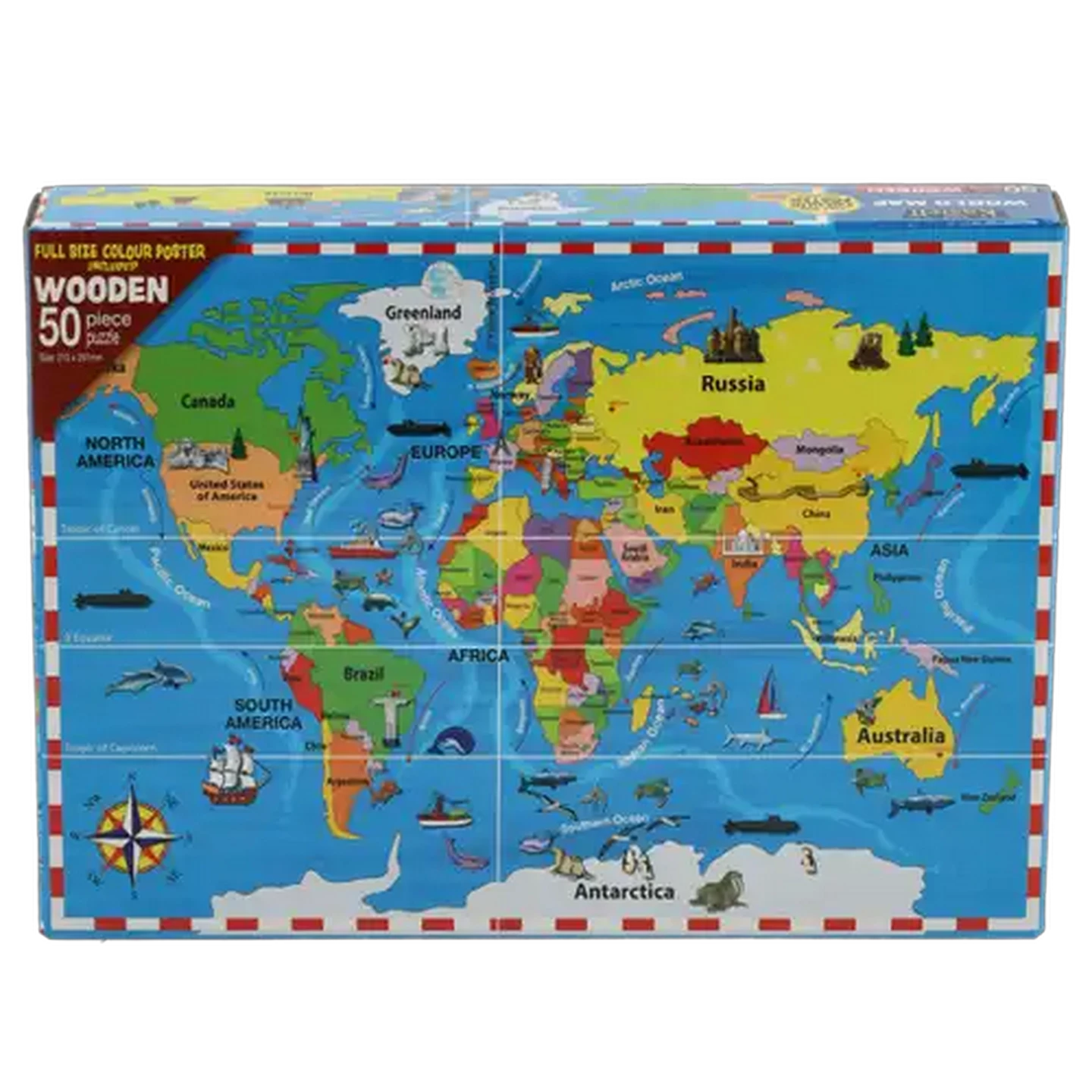 Image of World Map Wooden Puzzle 50 Piece
