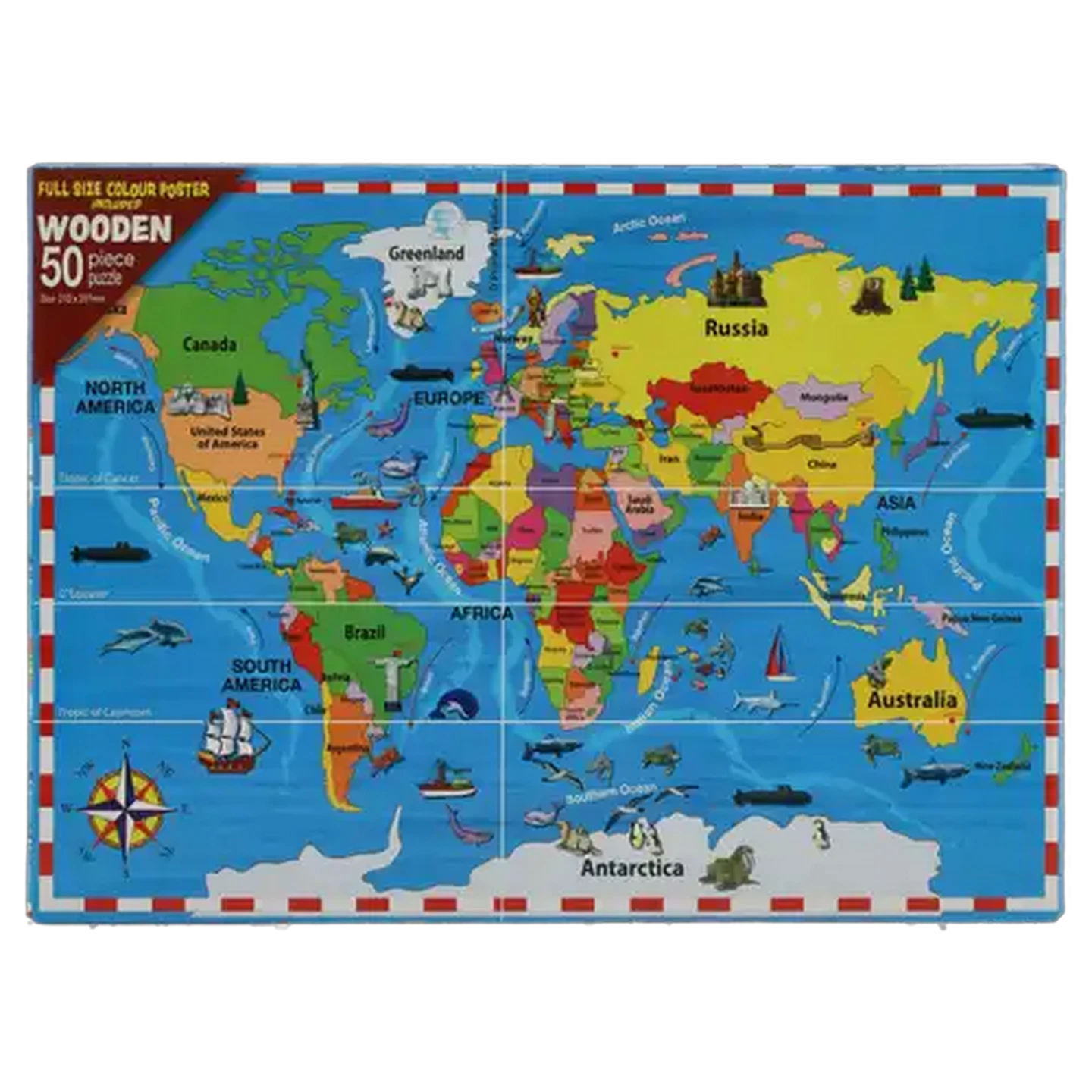 Image of World Map Wooden Puzzle 50 Piece