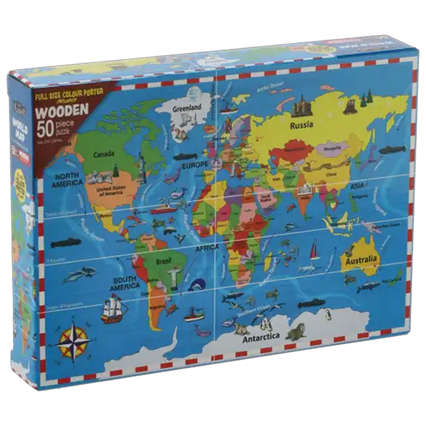 Image of World Map Wooden Puzzle 50 Piece