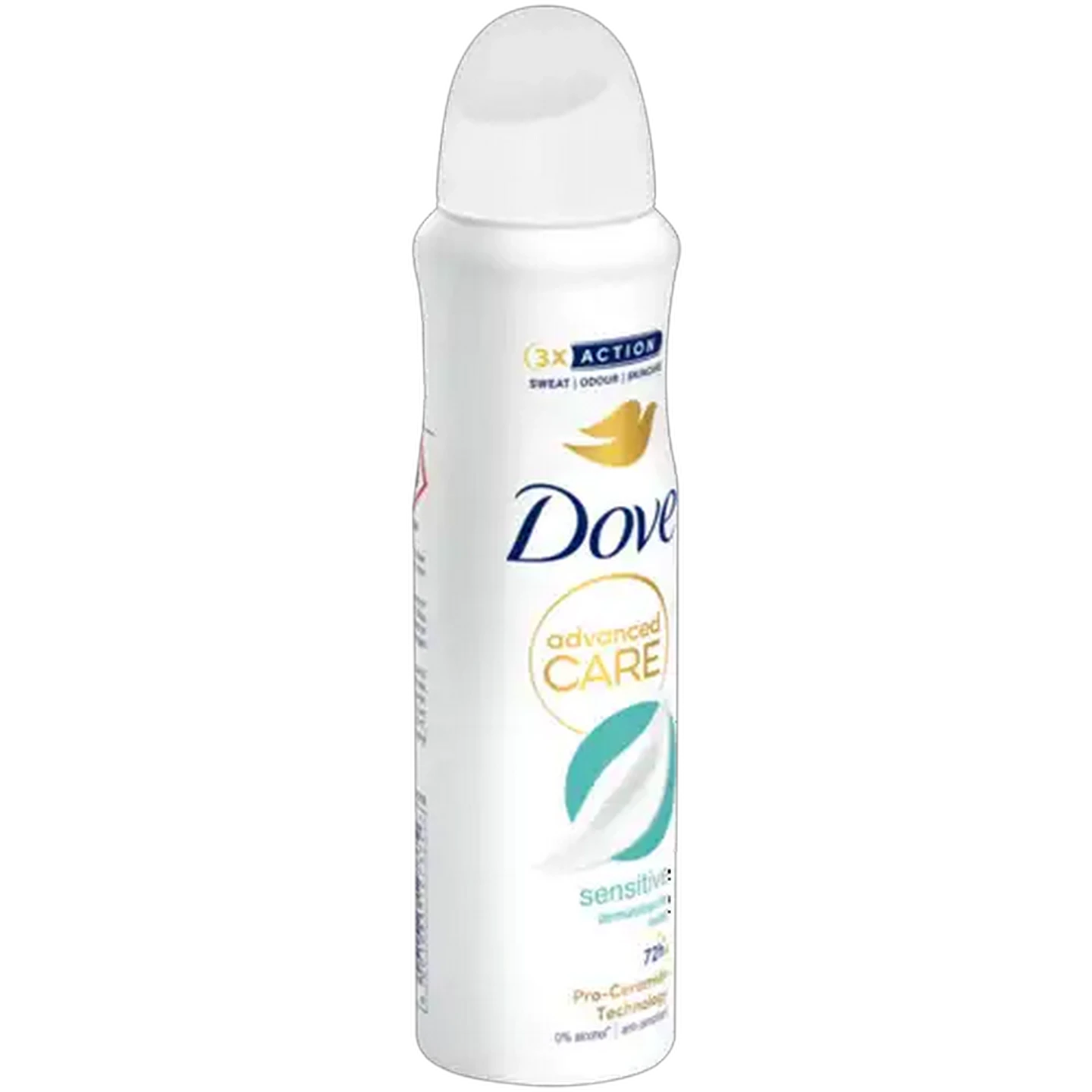 Image of Dove Advanced Care Alcohol Free Sensitive 0% Alcohol Anti-Perspirant Body Spray 150ml