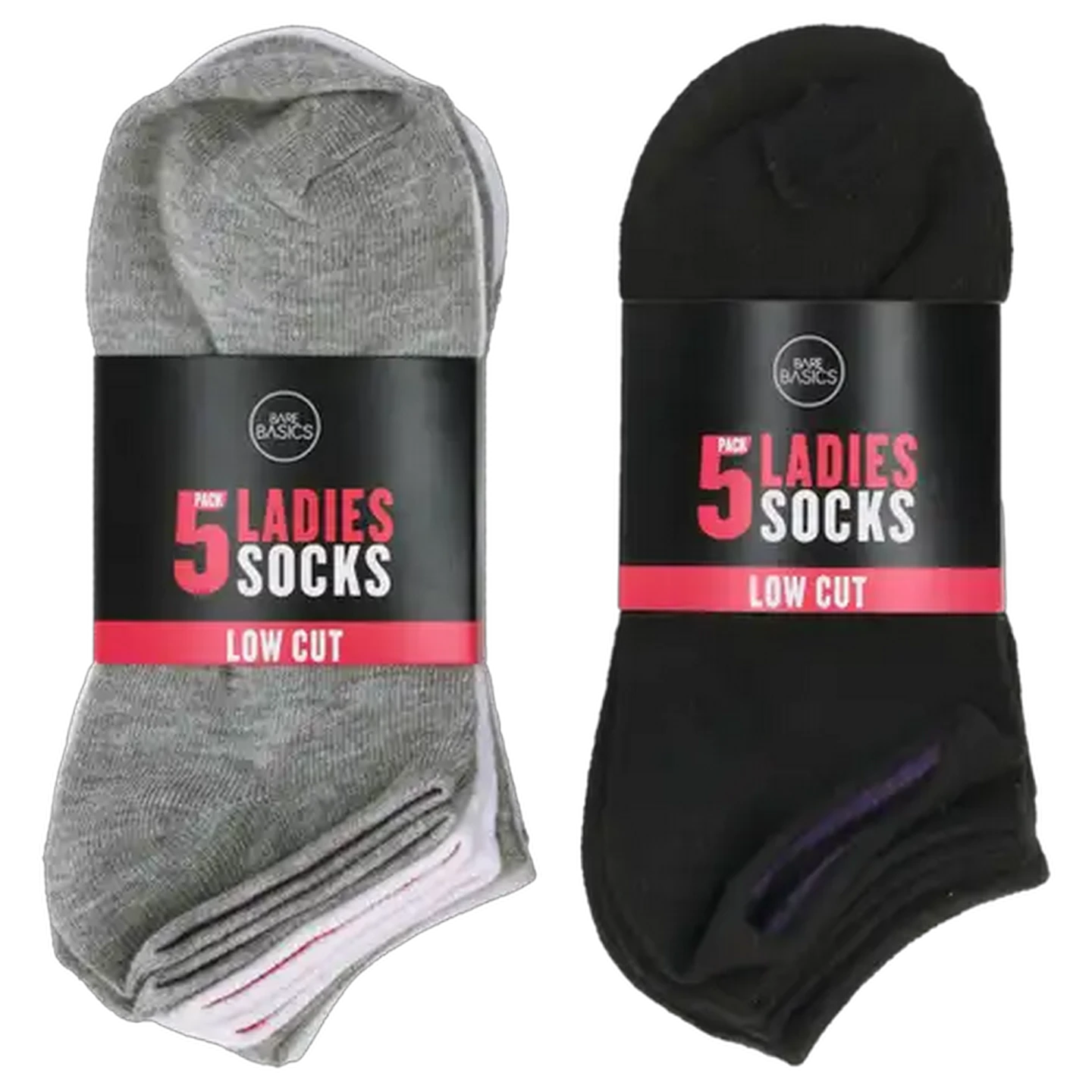 Image of Bare Basics Ladies Low Cut Socks 4-7 5-Pack (Colour May Vary)