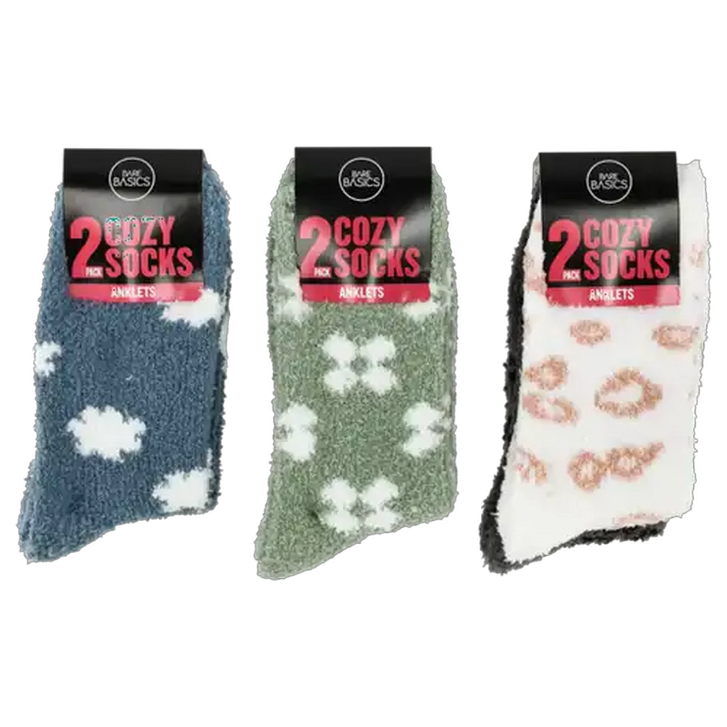 Image of Bare Basics Ladies Cosy Funky Anklet Socks 4-7 2-Pack (Design May Vary)
