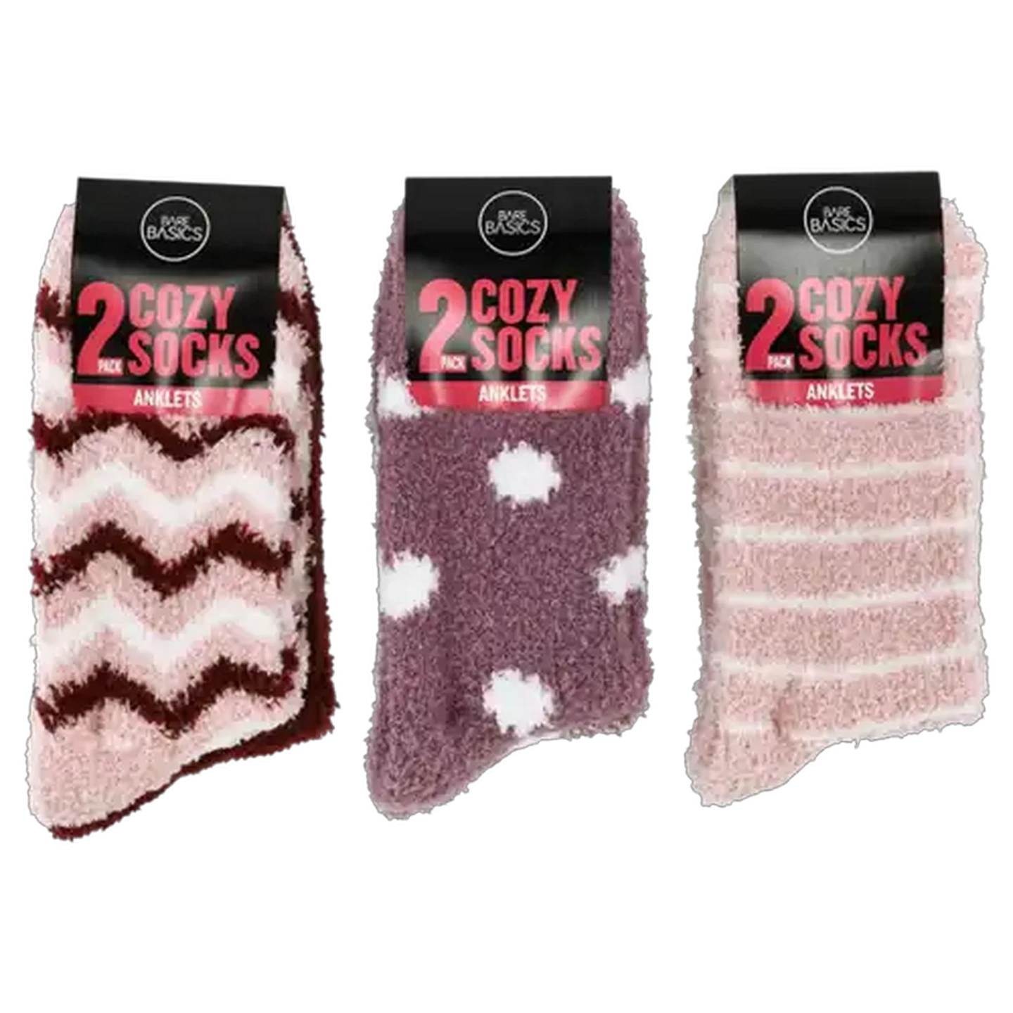 Image of Bare Basics Ladies Cosy Funky Anklet Socks 4-7 2-Pack (Design May Vary)