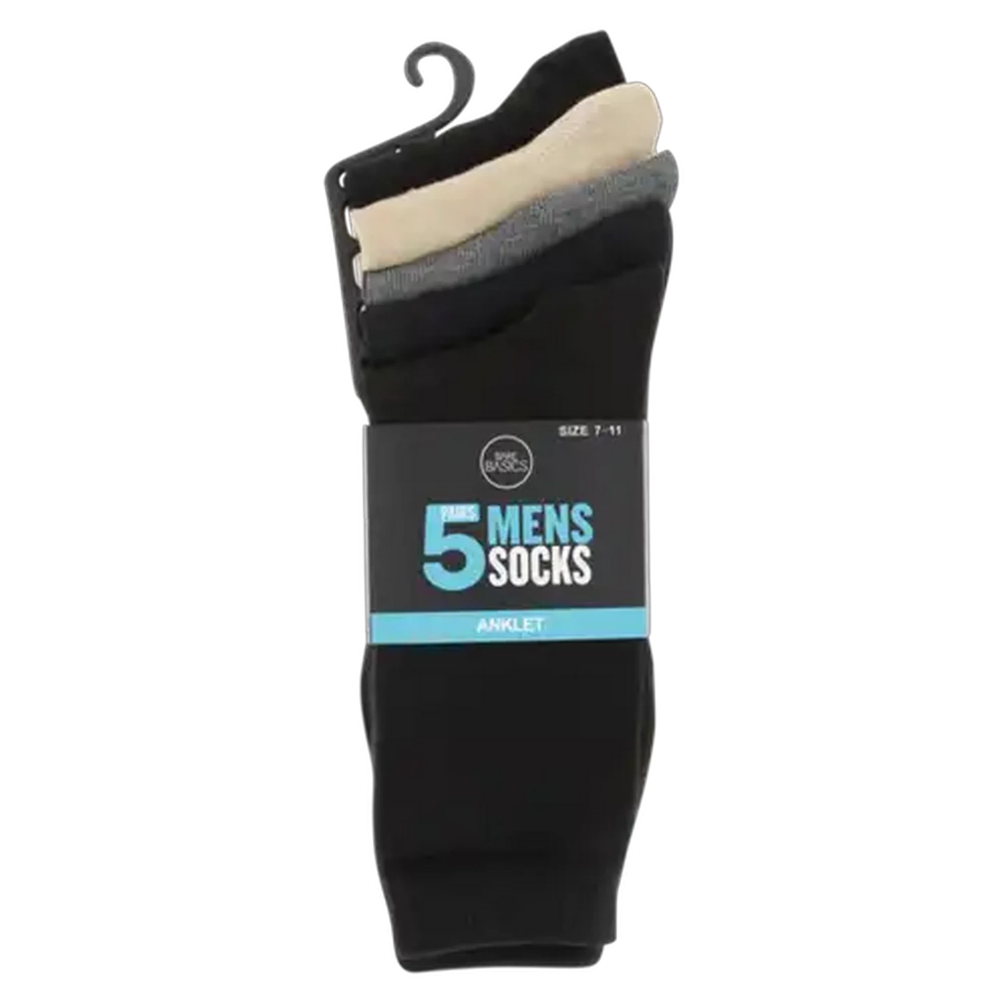 Image of Bare Basics Mens Anklets Socks 5-Pack (Colour May Vary)