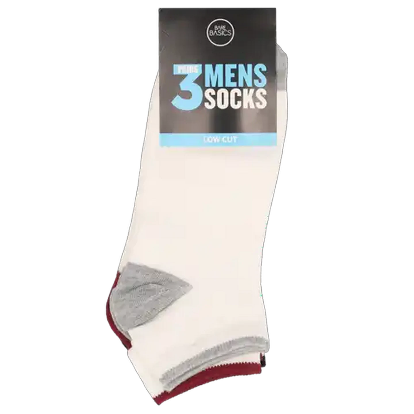 Image of Bare Basics Men's Low Cut Heel & Toe Socks Size 7-11 3-Pack