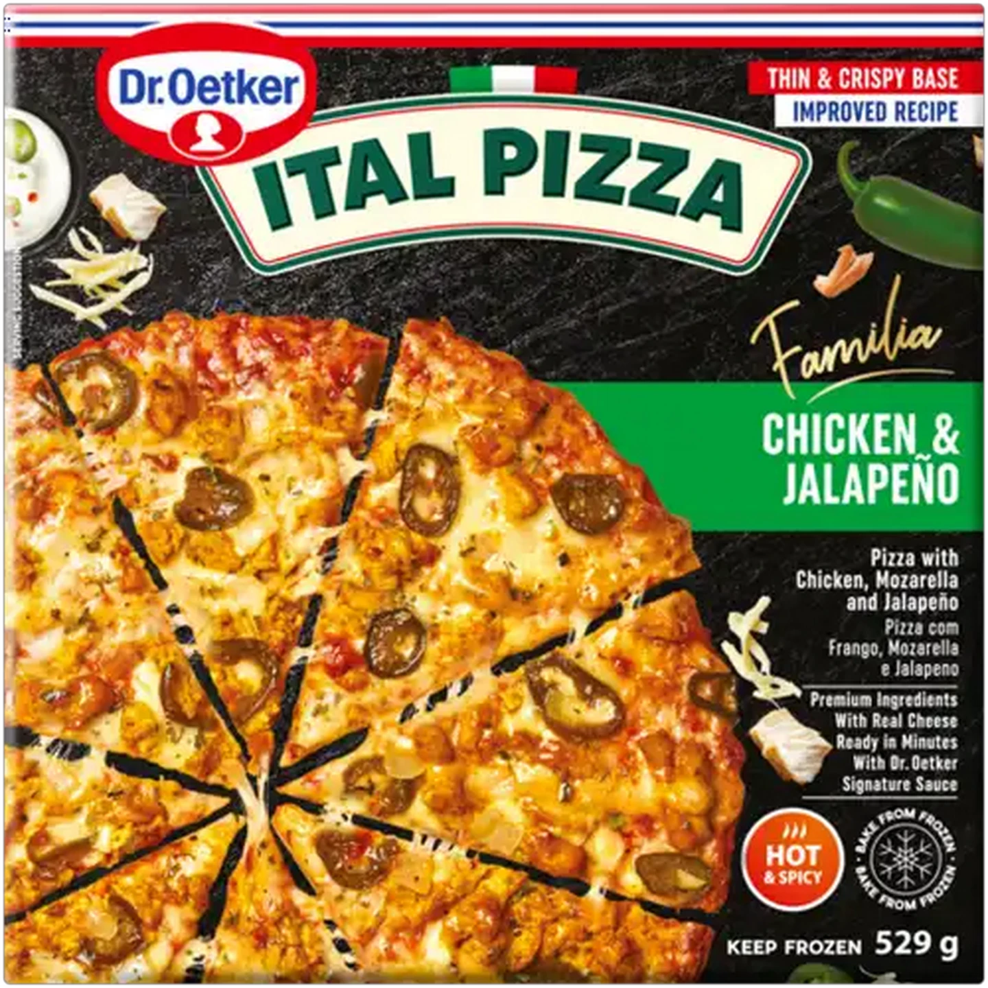 Image of Dr. Oetker Ital Pizza Familia Frozen Chicken & Jalapeño Pizza 529g