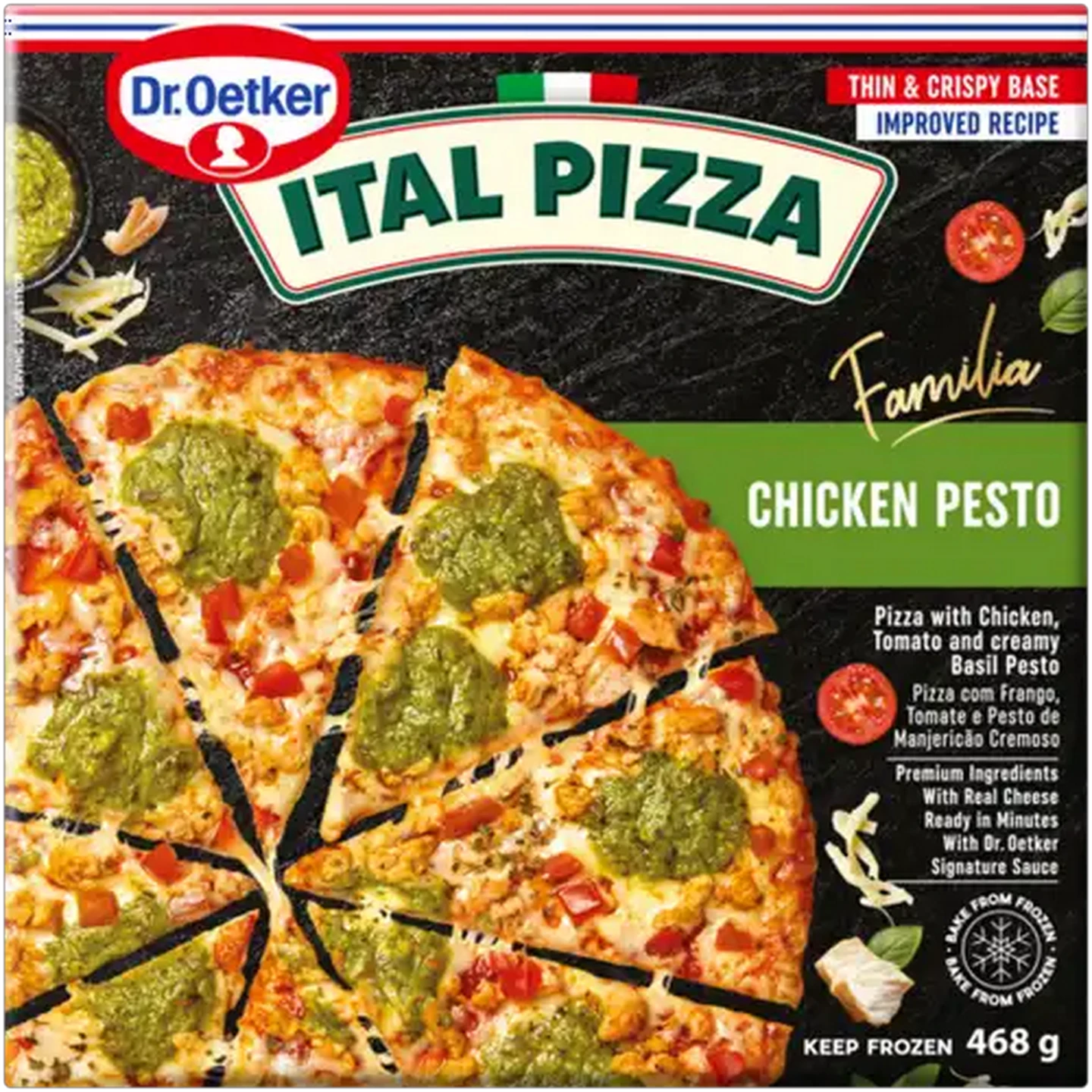 Image of Dr. Oetker Ital Pizza Familia Frozen Chicken Pesto Pizza 468g