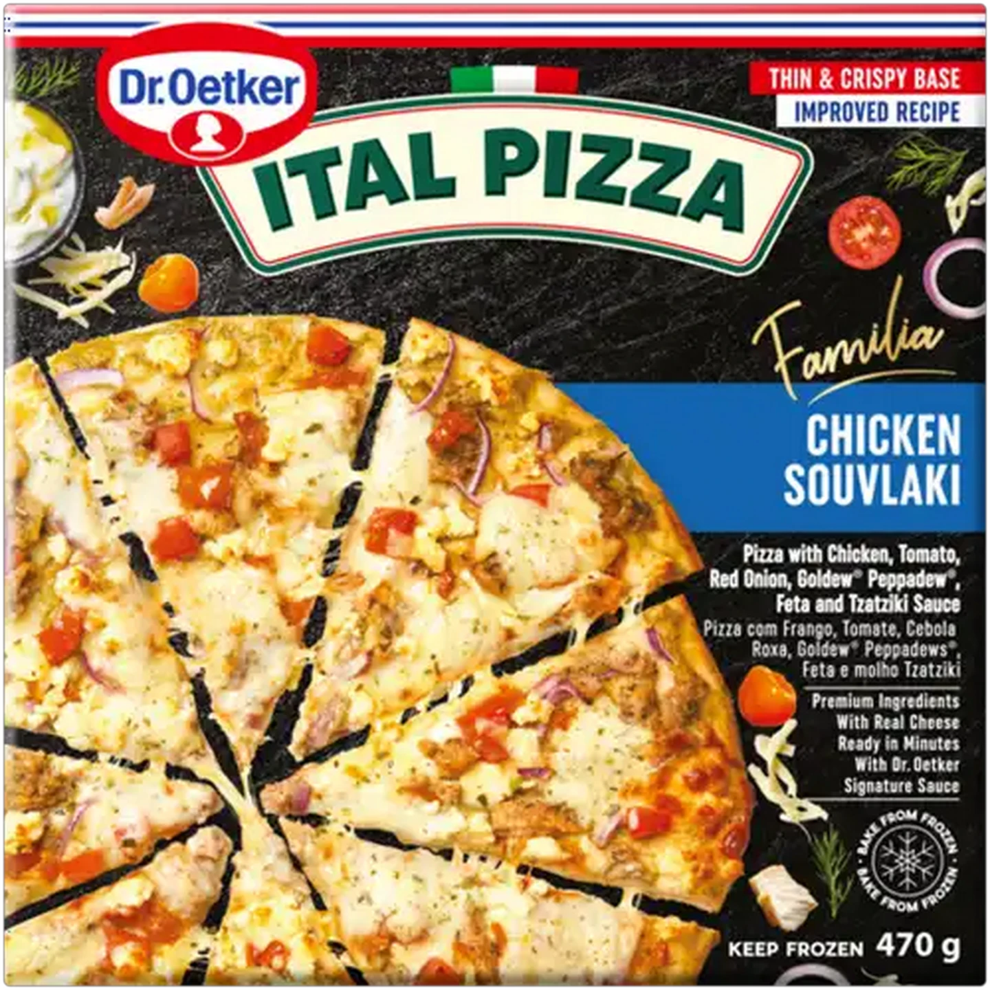 Image of Dr. Oetker Ital Pizza Familia Frozen Chicken Souvlaki Pizza 470g