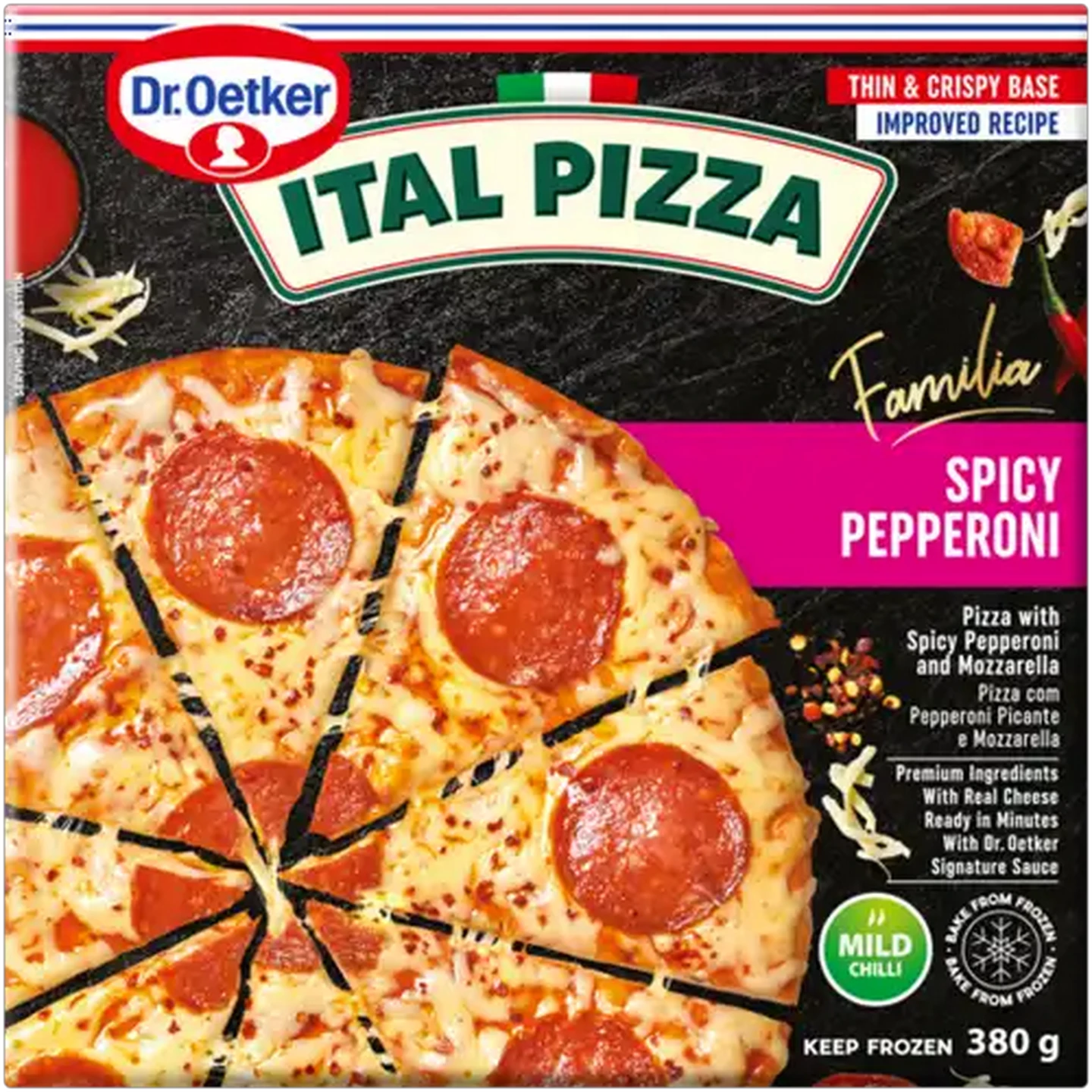 Image of Dr. Oetker Ital Pizza Familia Frozen Spicy Pepperoni Pizza 380g