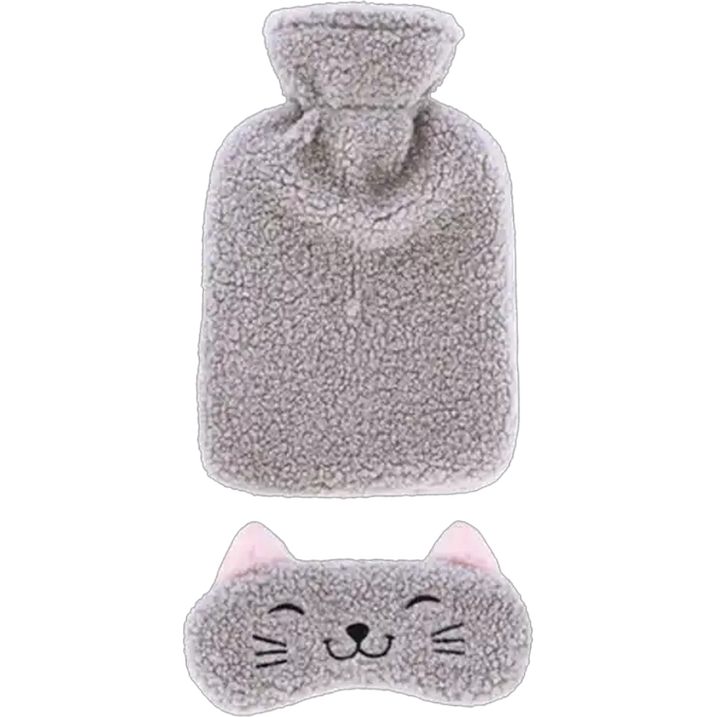 Image of Hot Water Bottle with Fur Eye Mask 750ml (Design May Vary)