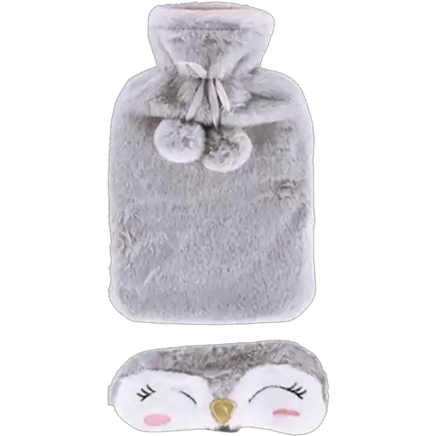 Image of Hot Water Bottle with Fur Eye Mask 750ml (Design May Vary)