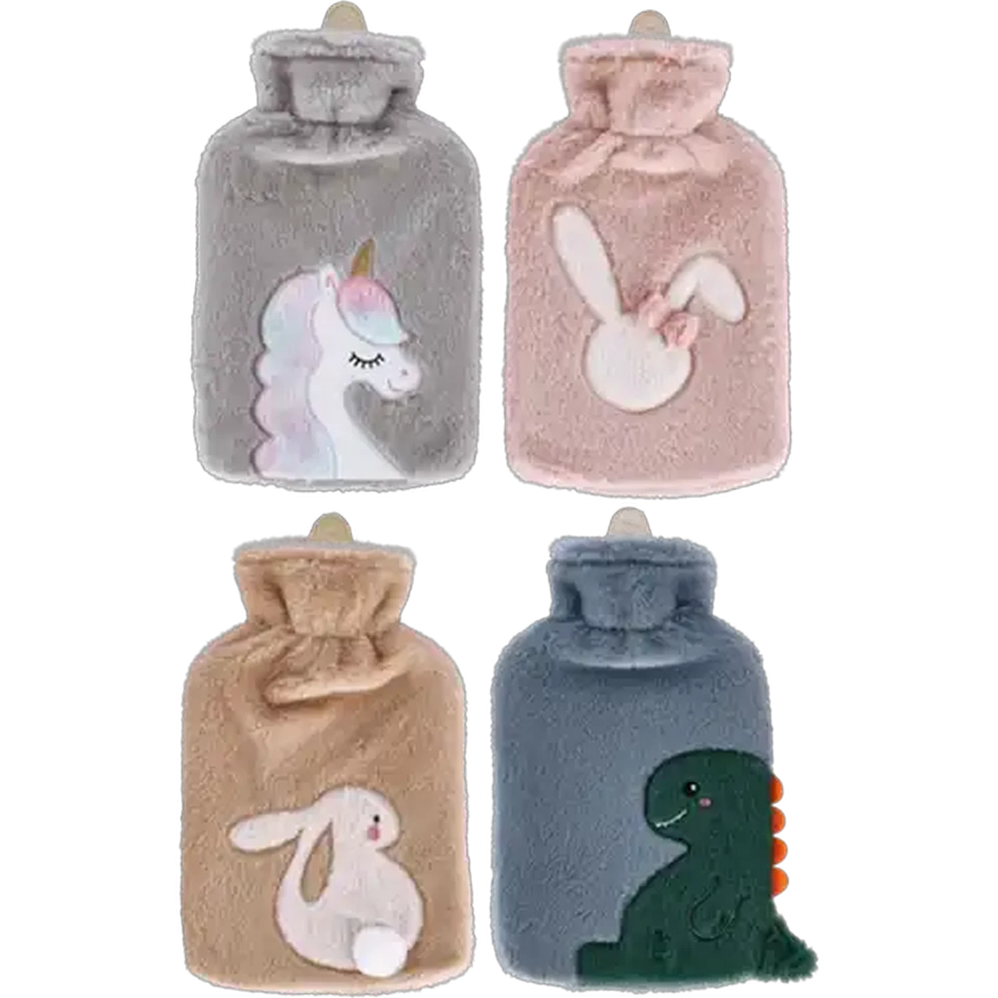 Image of Animals Fluffy Hot Water Bottle 2L (Design May Vary)